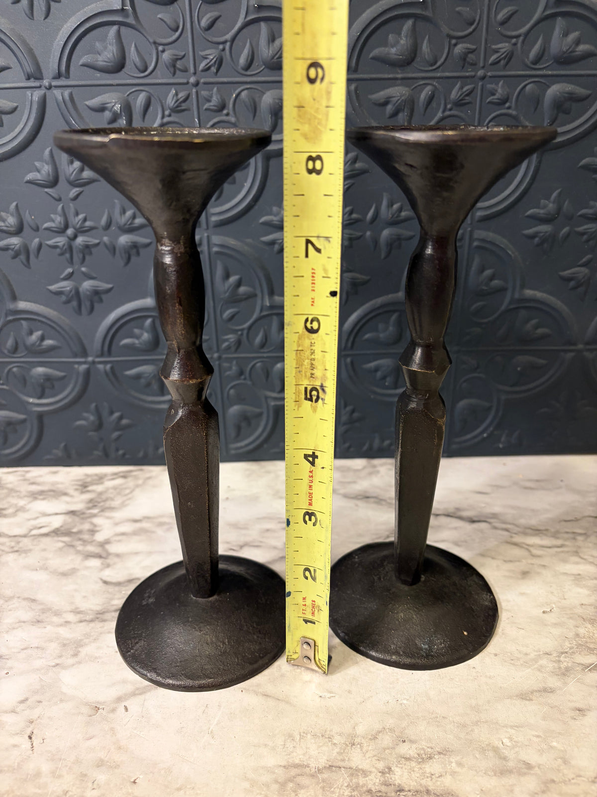 Geometric Iron Candlestick Set