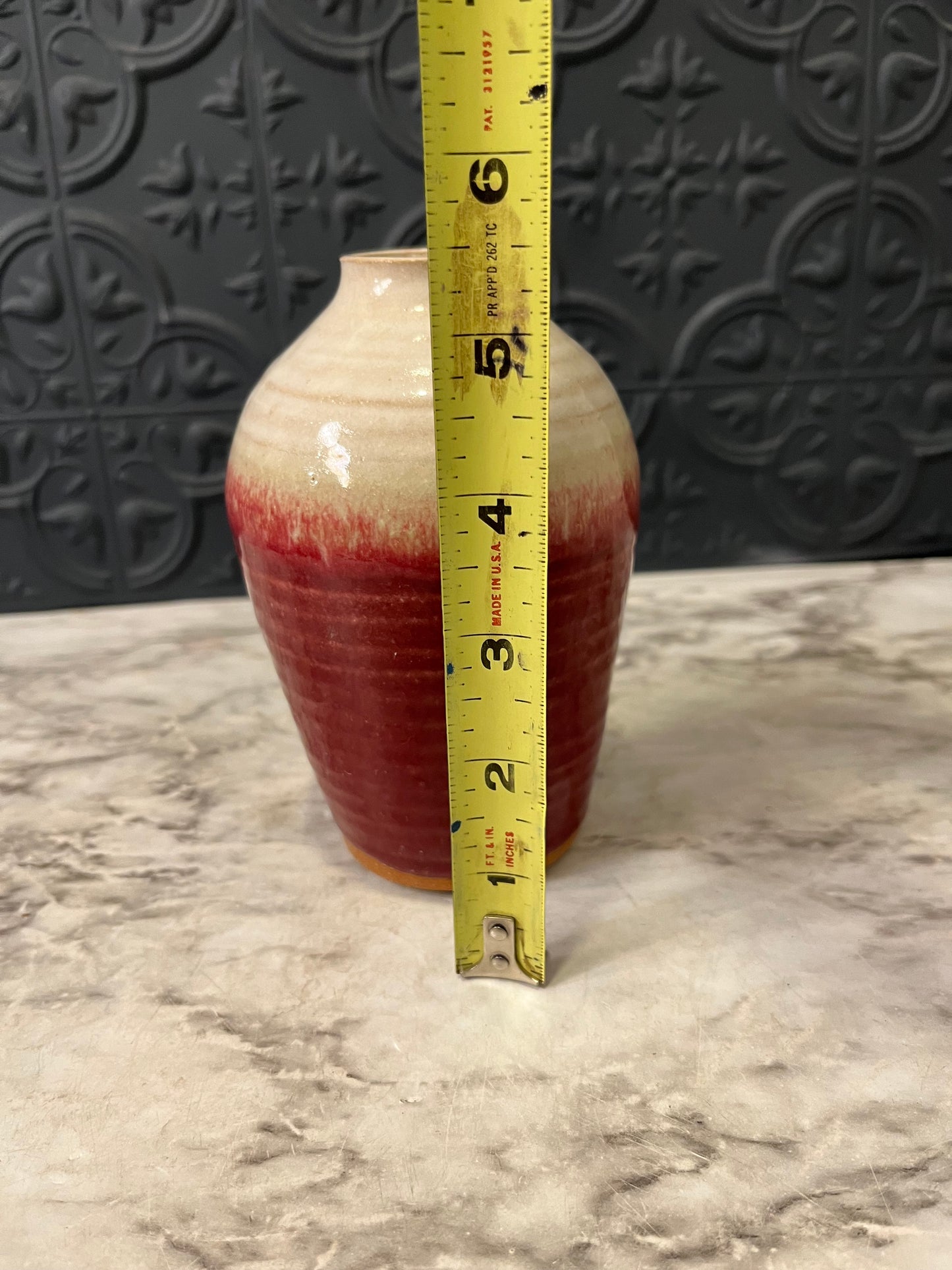Red and Cream Pottery Vase