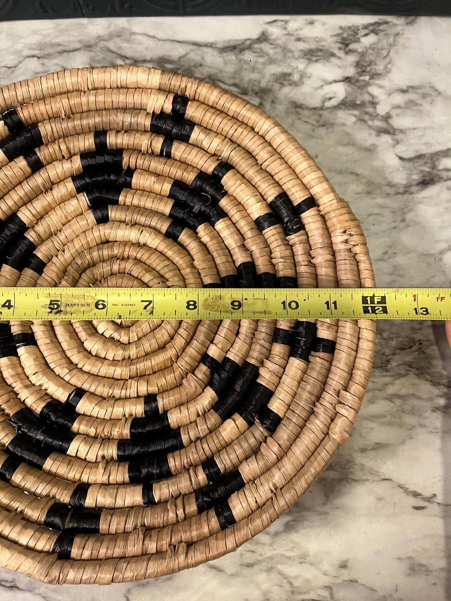 Seagrass Round Wall Basket with Black Design