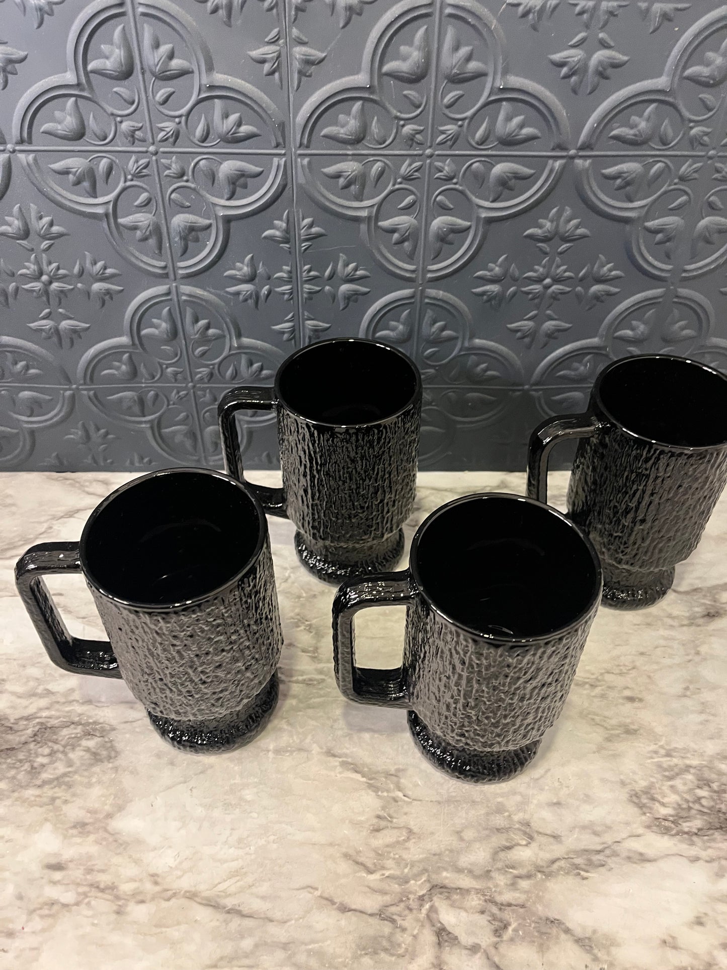 Black Indiana Glass Mugs x 4