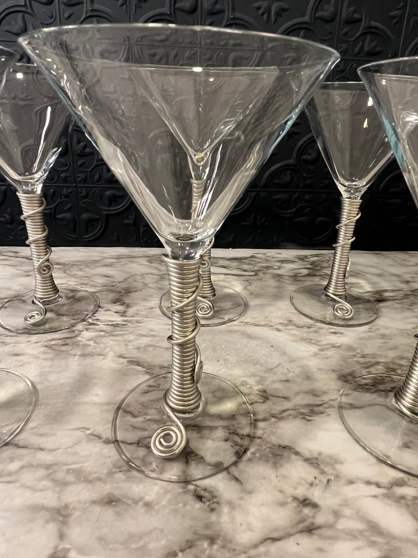 Martini Glasses with Metal Coil Set of 6