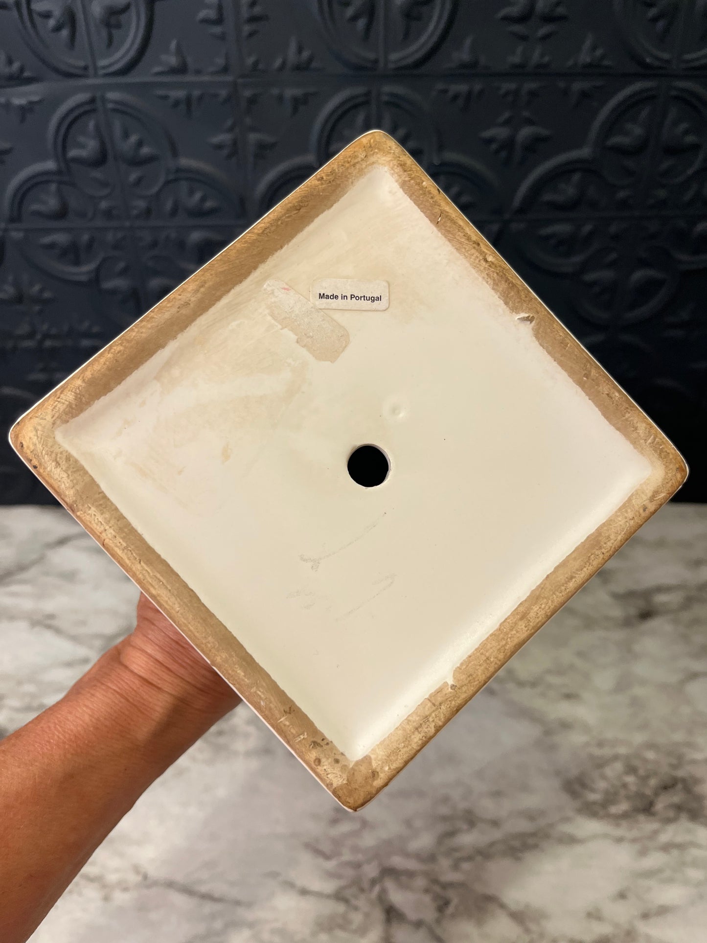 White Decorative Urn with Lion Handles