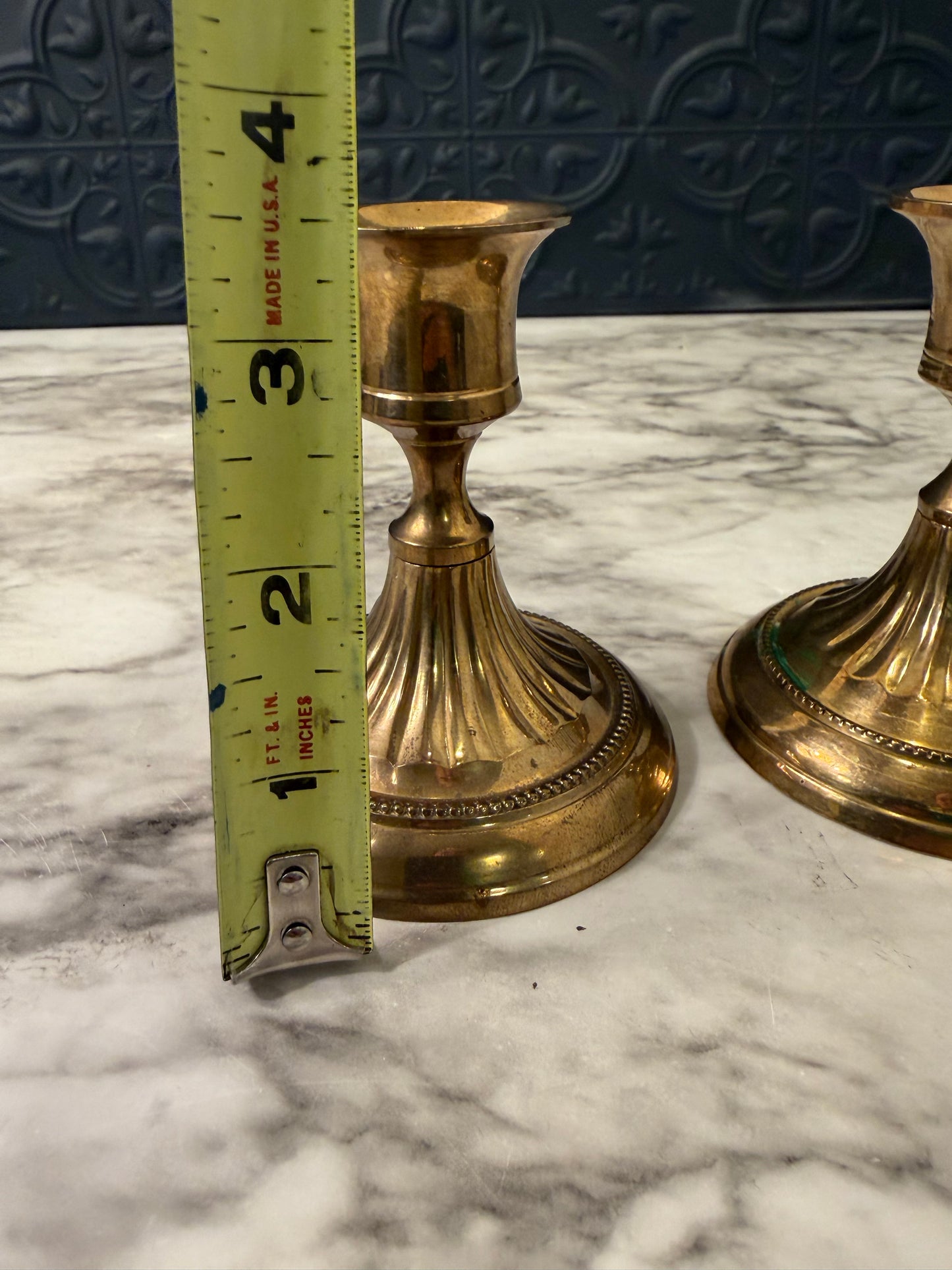 3.5" Brass Candle holder Pair Rope Ring