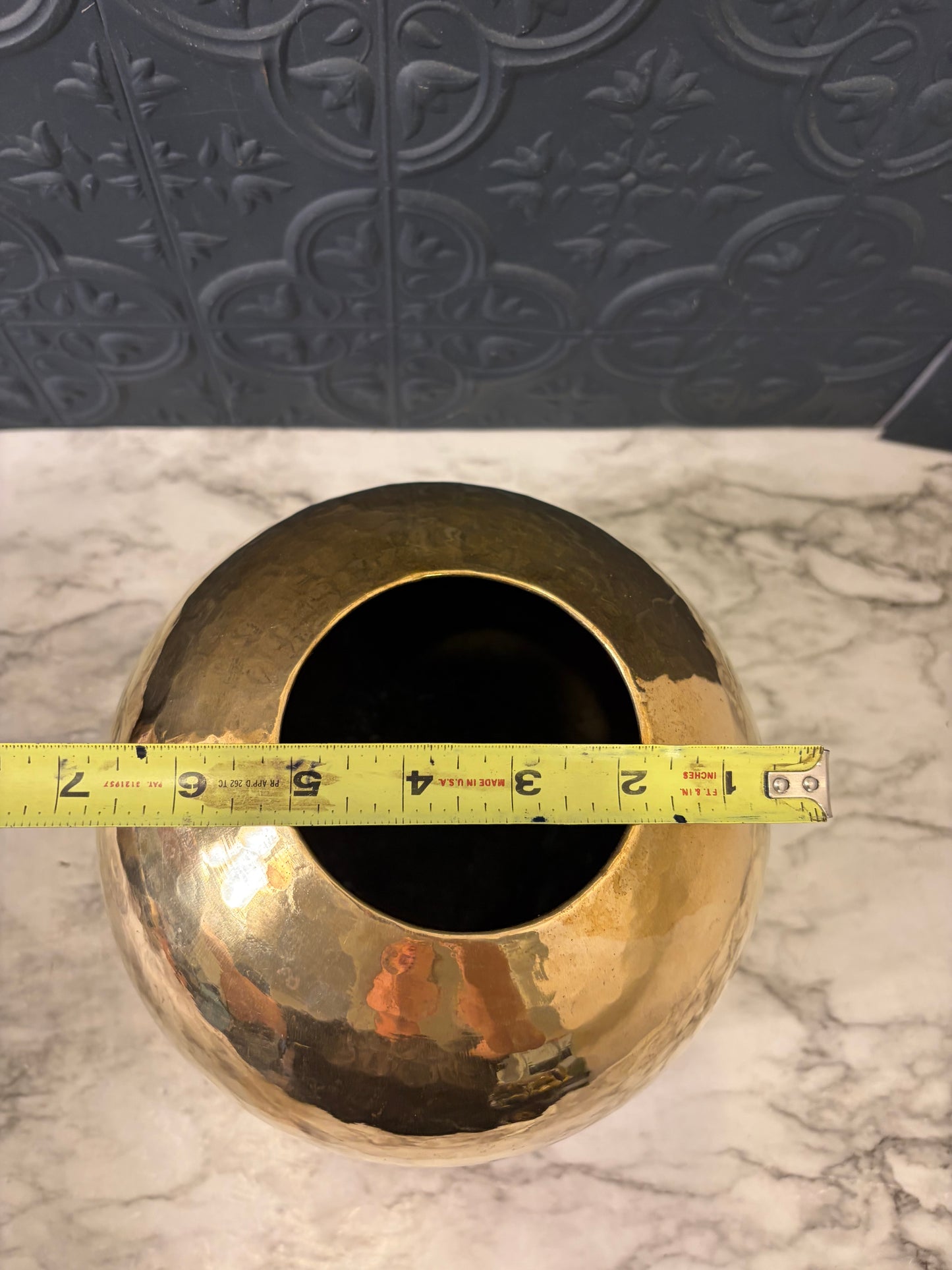 Hammered Brass Round Vase