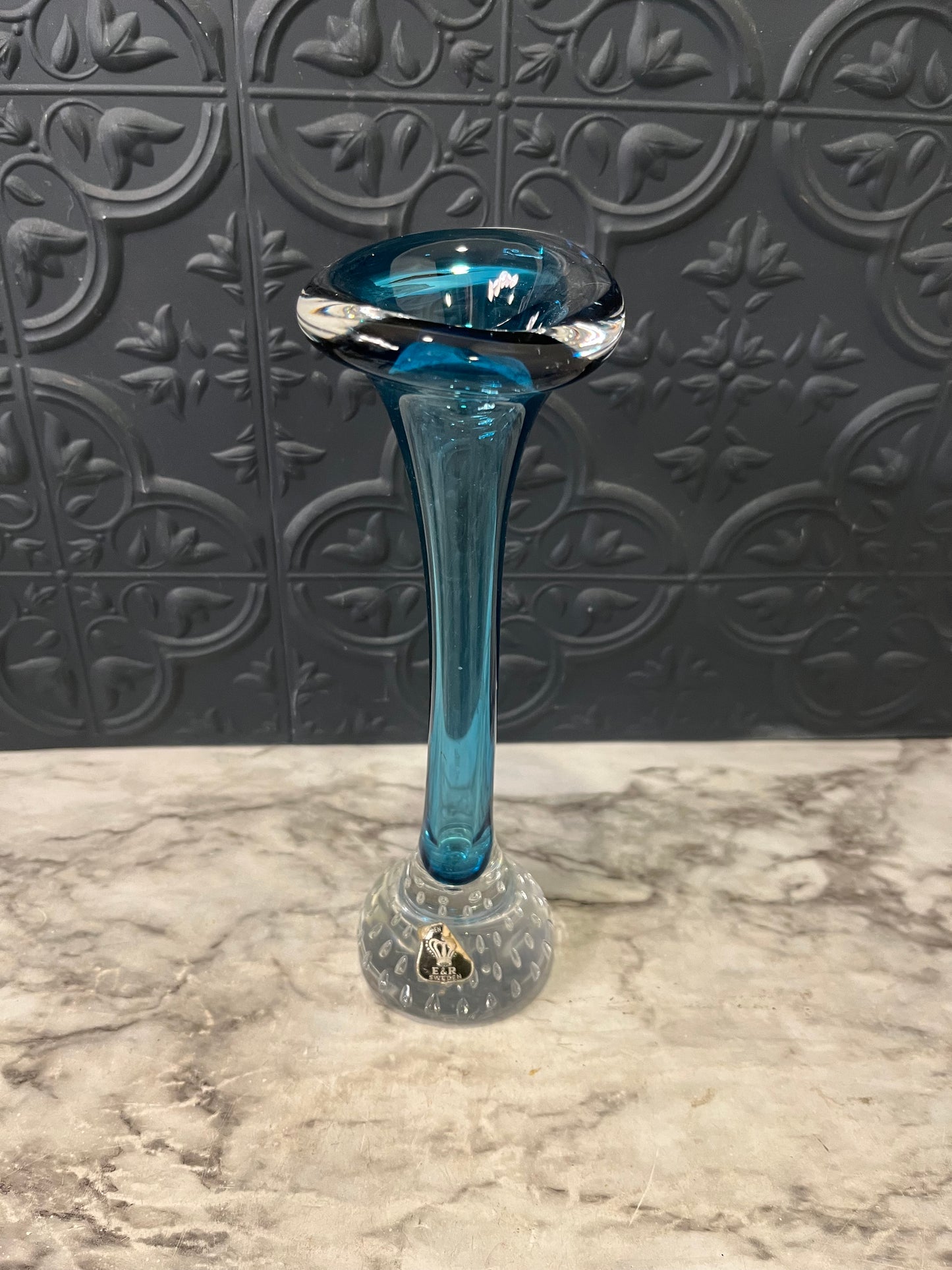 Golden Crown E&R Blue Pulpit Glass Vase