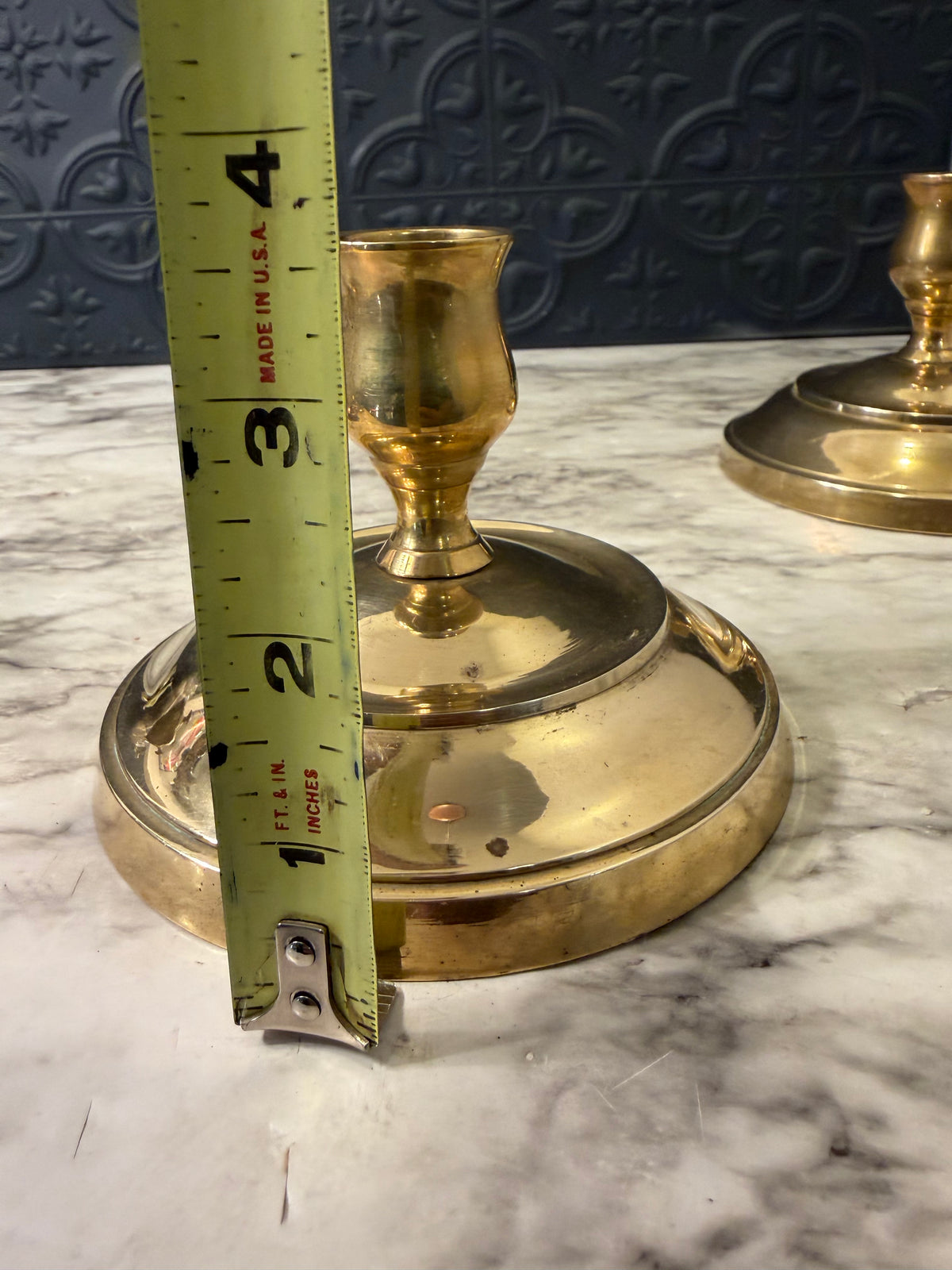 3.5" x 4" Brass Candle Holder Set
