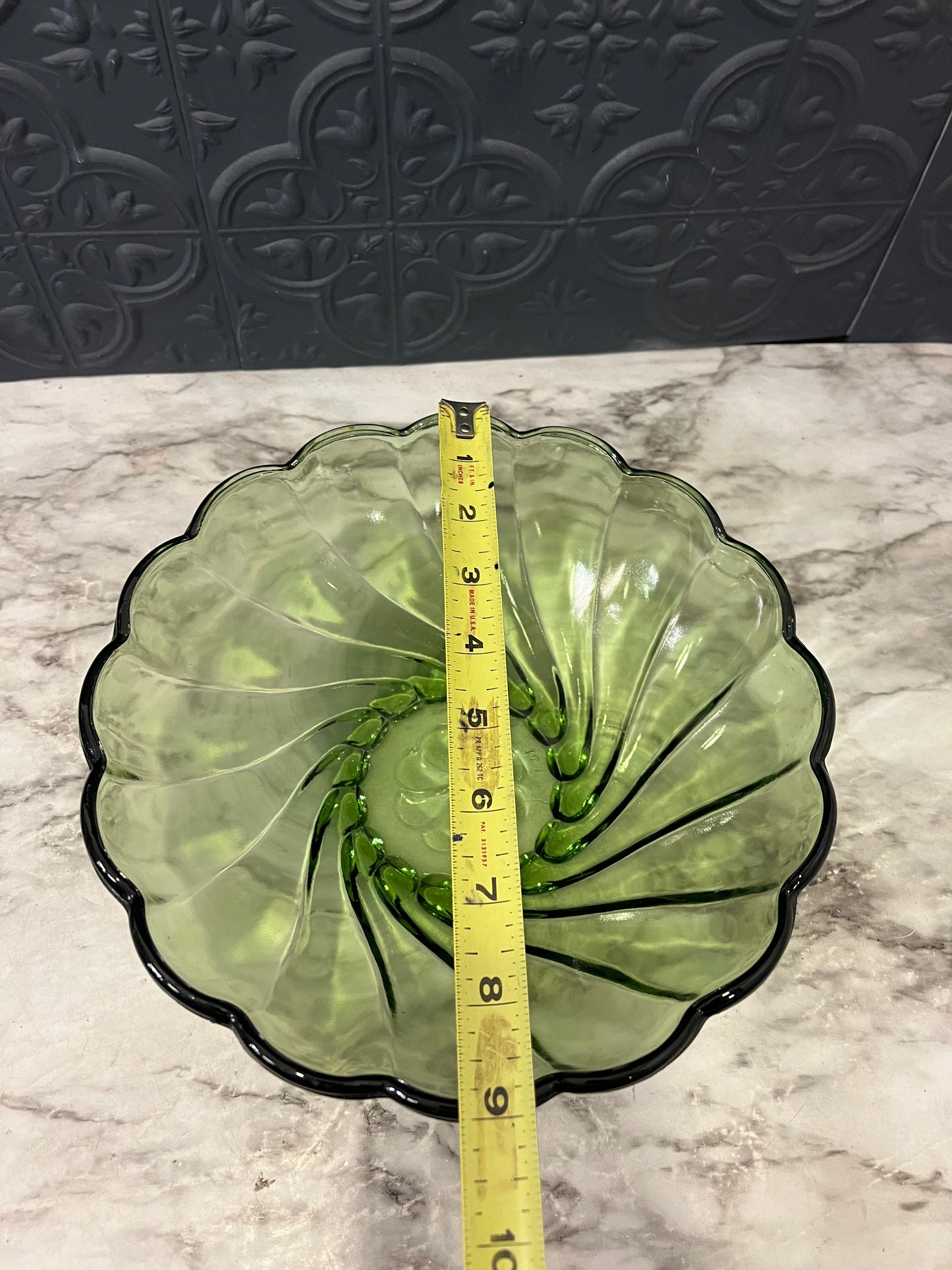 Hazel Atlas Green Swirl glass bowl