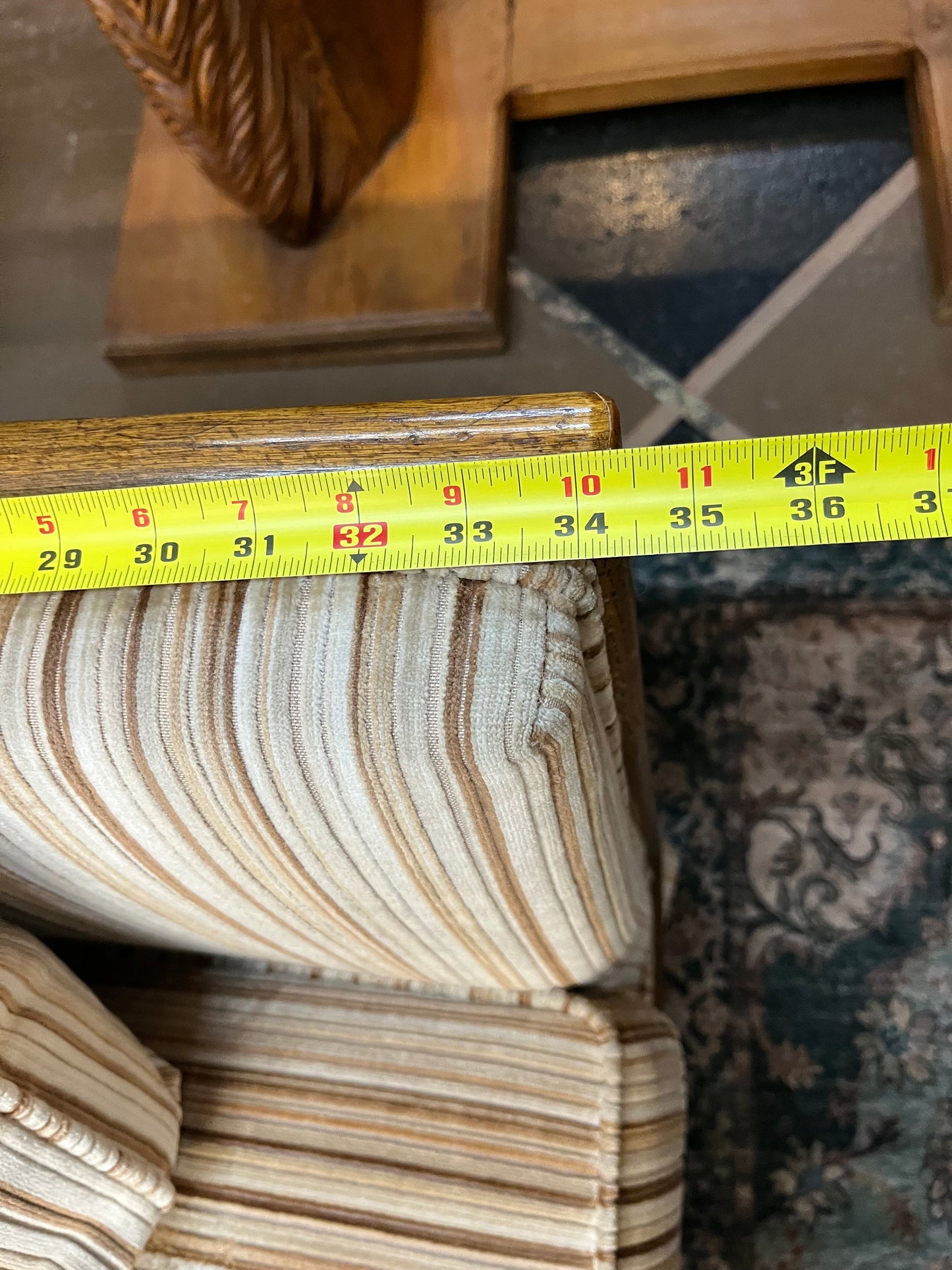 Broyhill Cream and Brown Stripe Loveseat