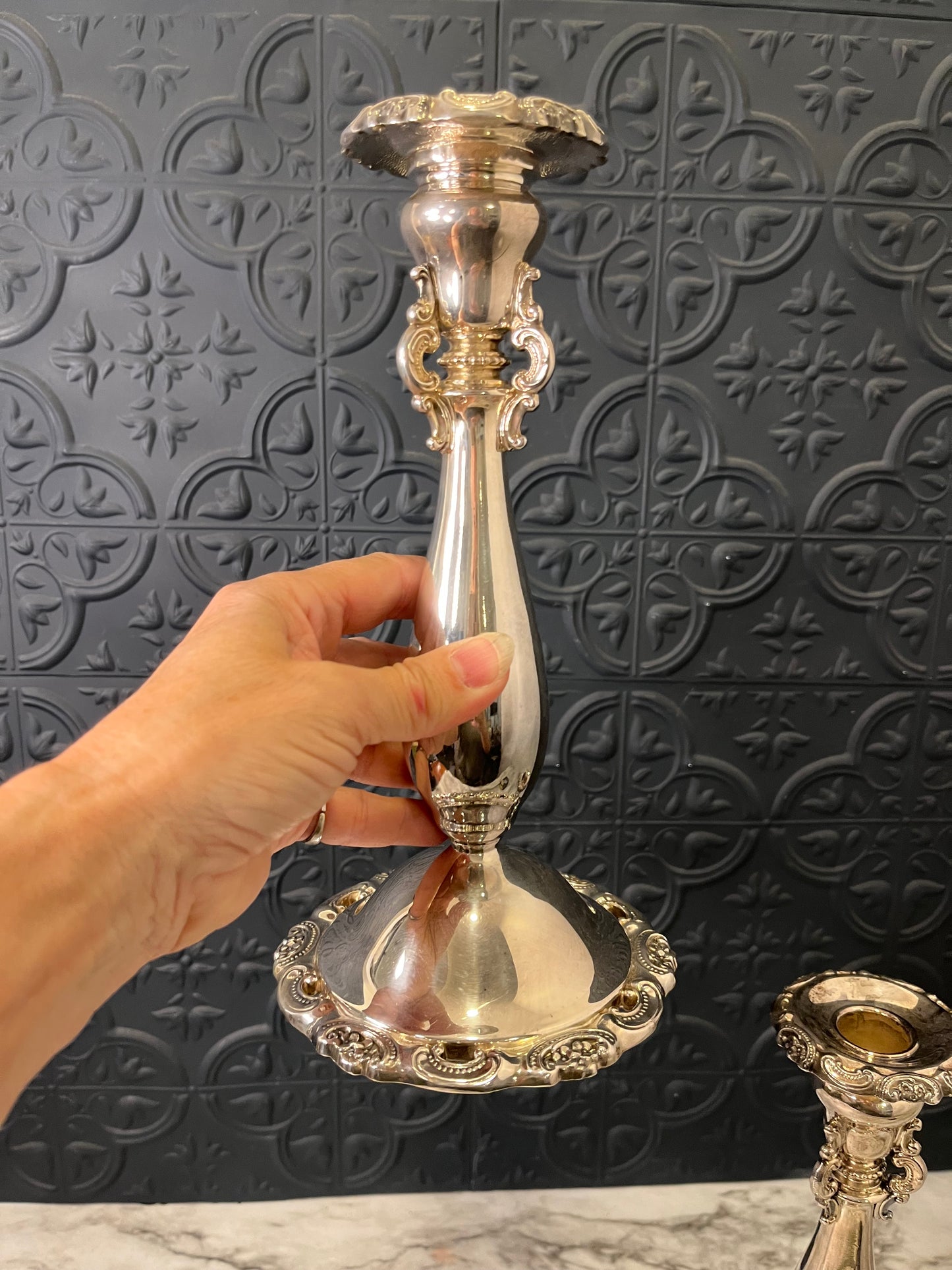 Silver Plate Baroque by Wallace Candle Holders