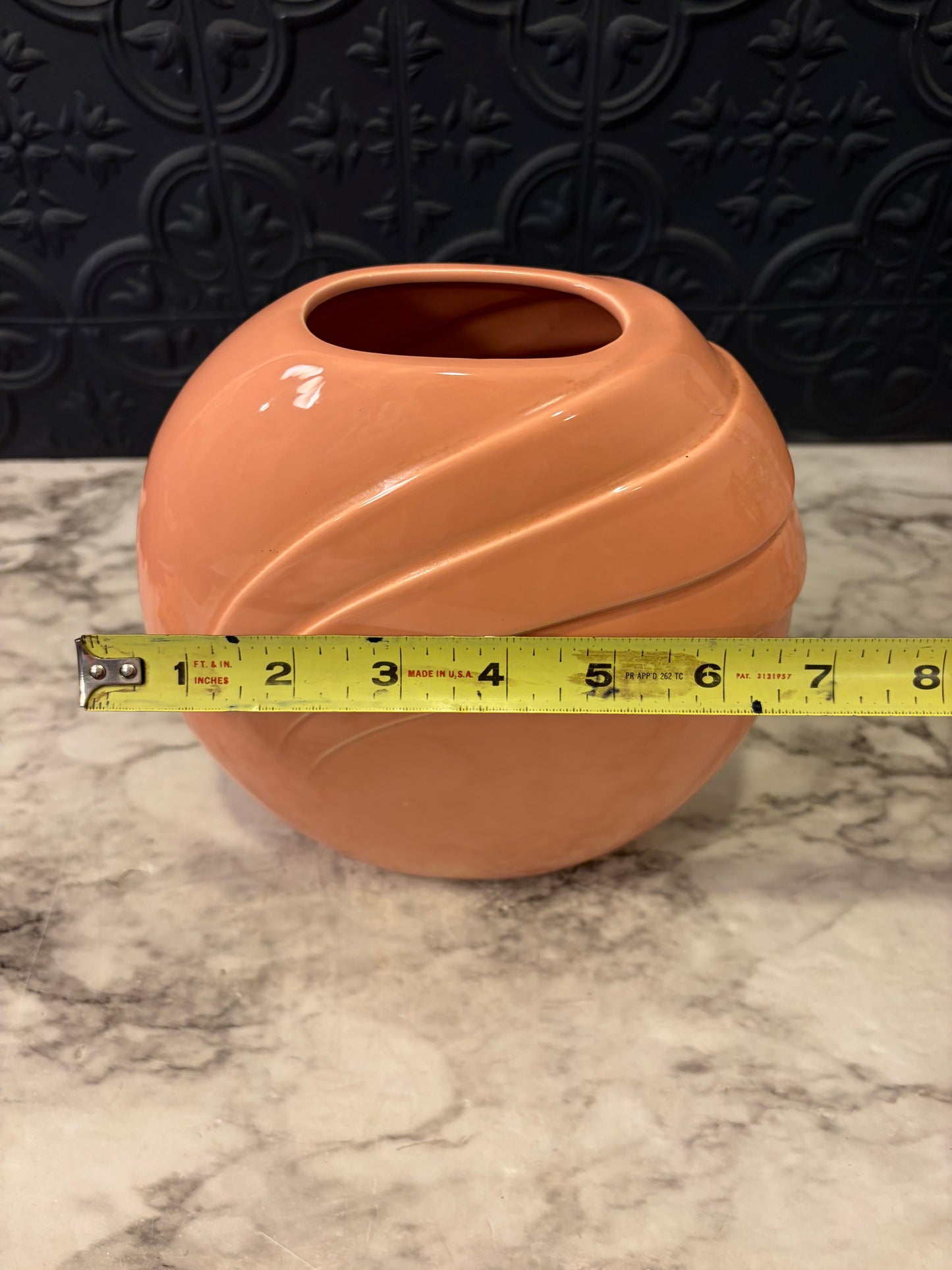 Peach Art Deco Round Vase