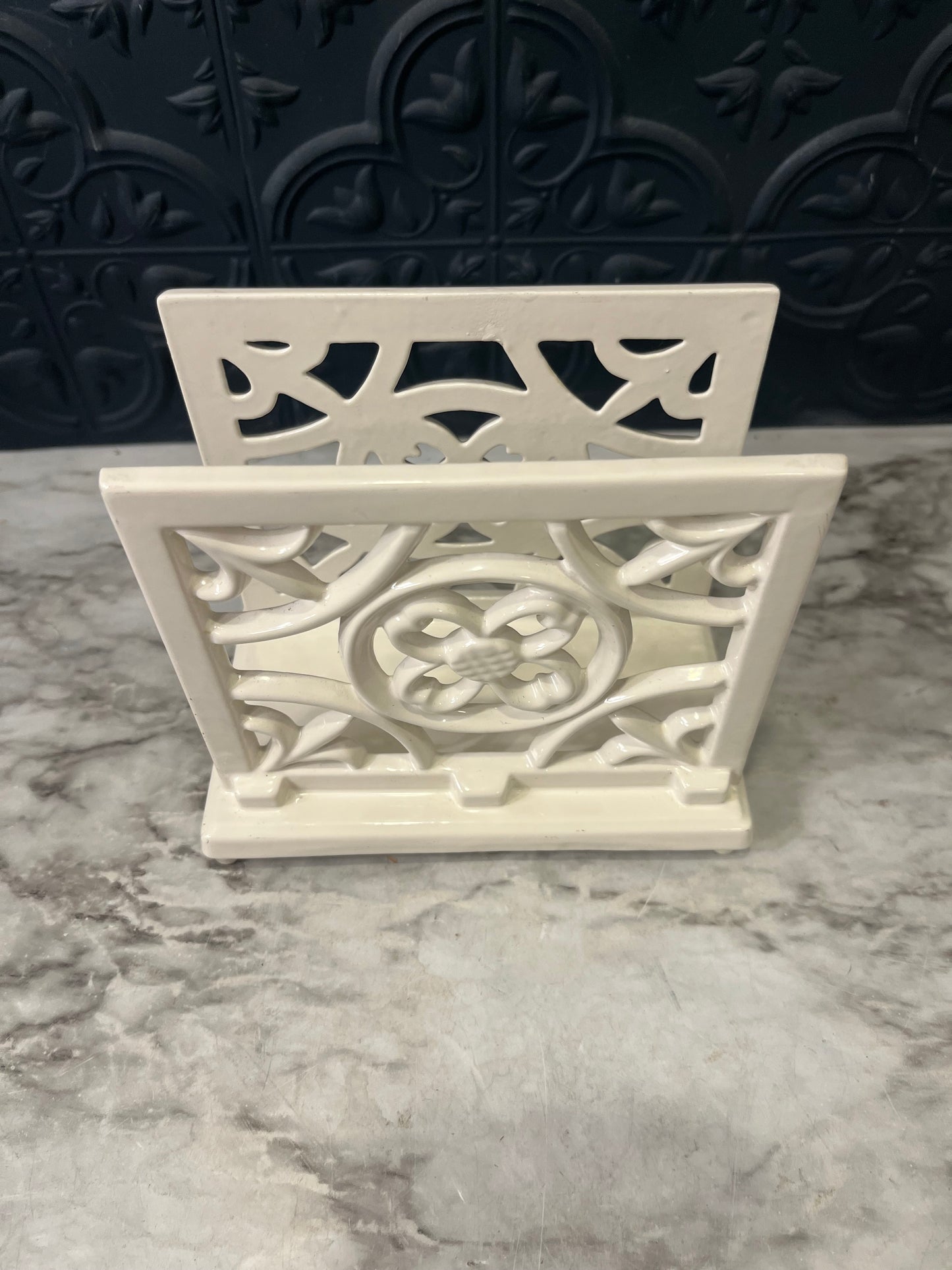 White Metal Napkin holder