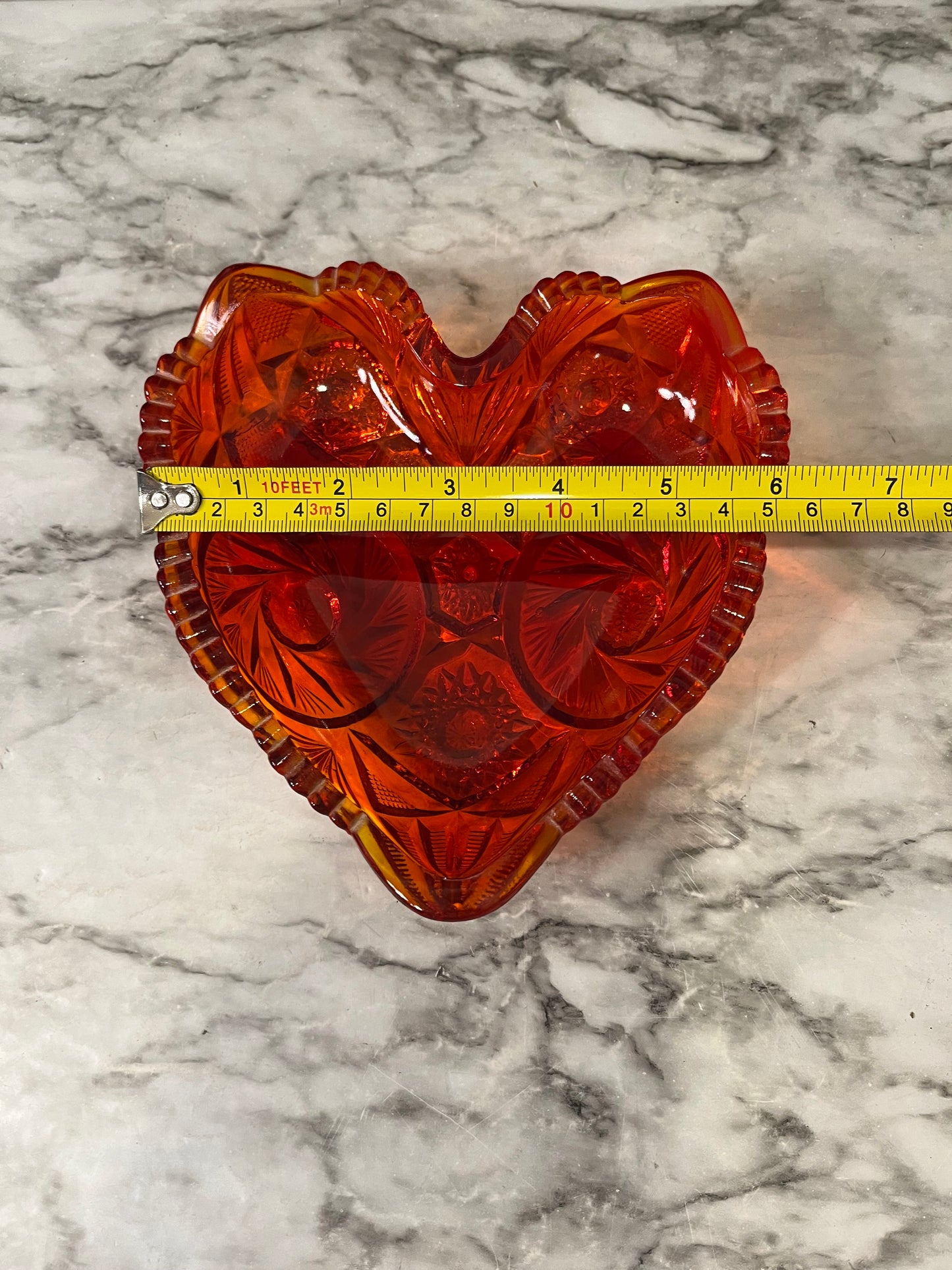 LE Smith Amberina Glass Heart Dish