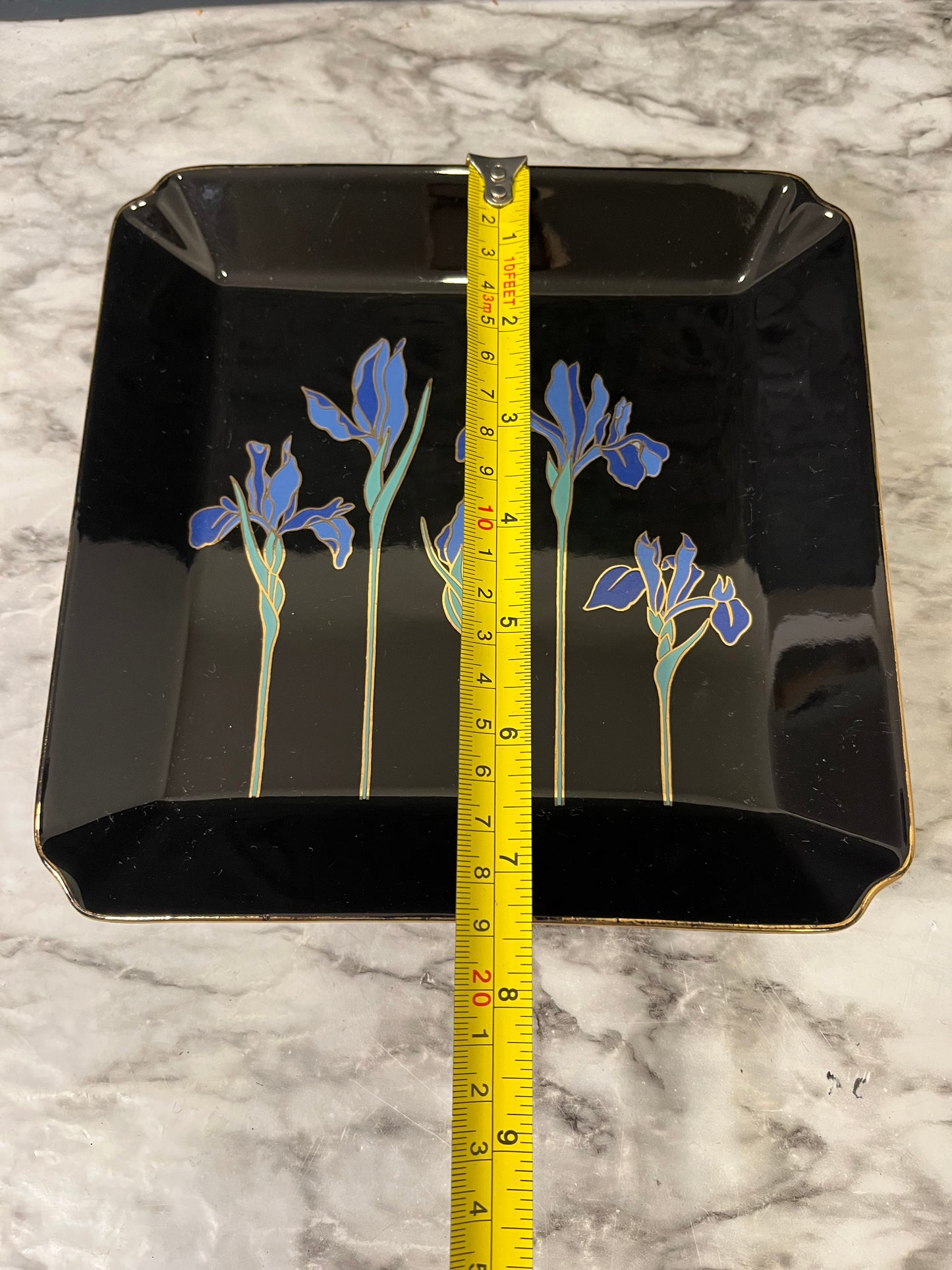 Otagiri Blue Iris Square Glass Tray