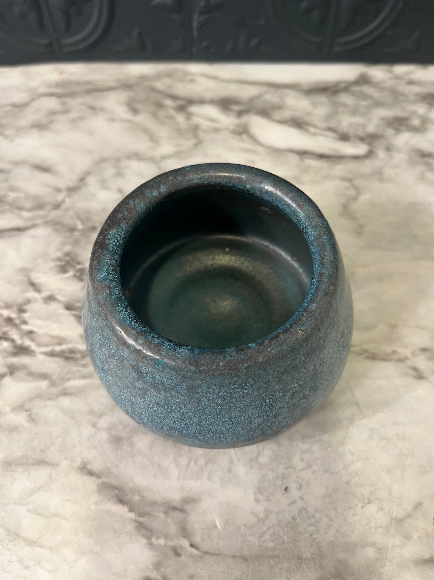Small Distressed Blue Pot