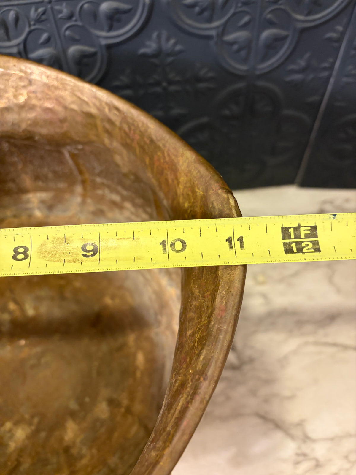 Large Brass Planter with Lion Head Handles