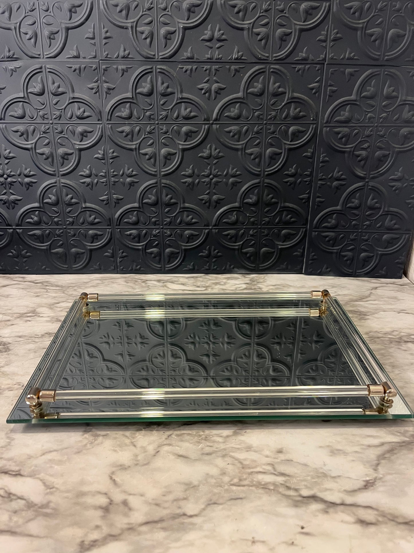 Mirrored Tray with Lucite Trim
