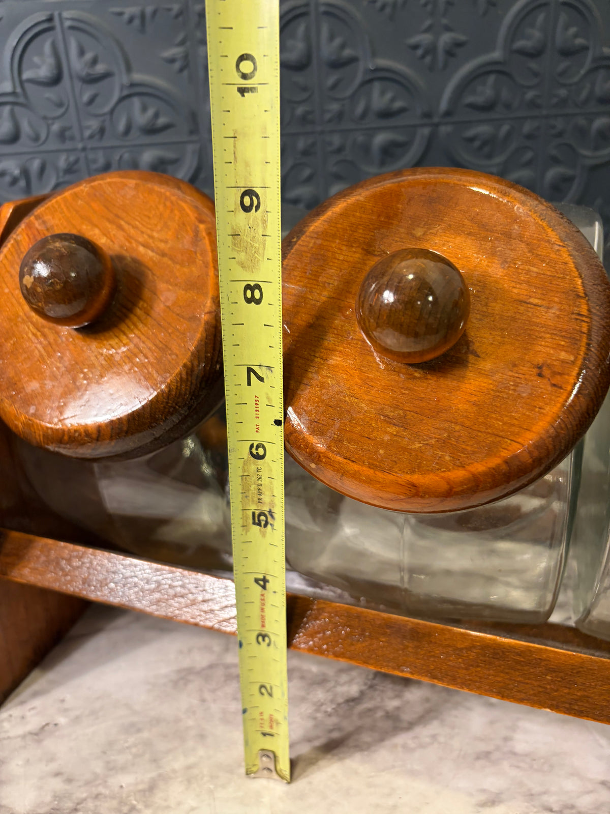 Vintage Wood and Glass Canister set of 4