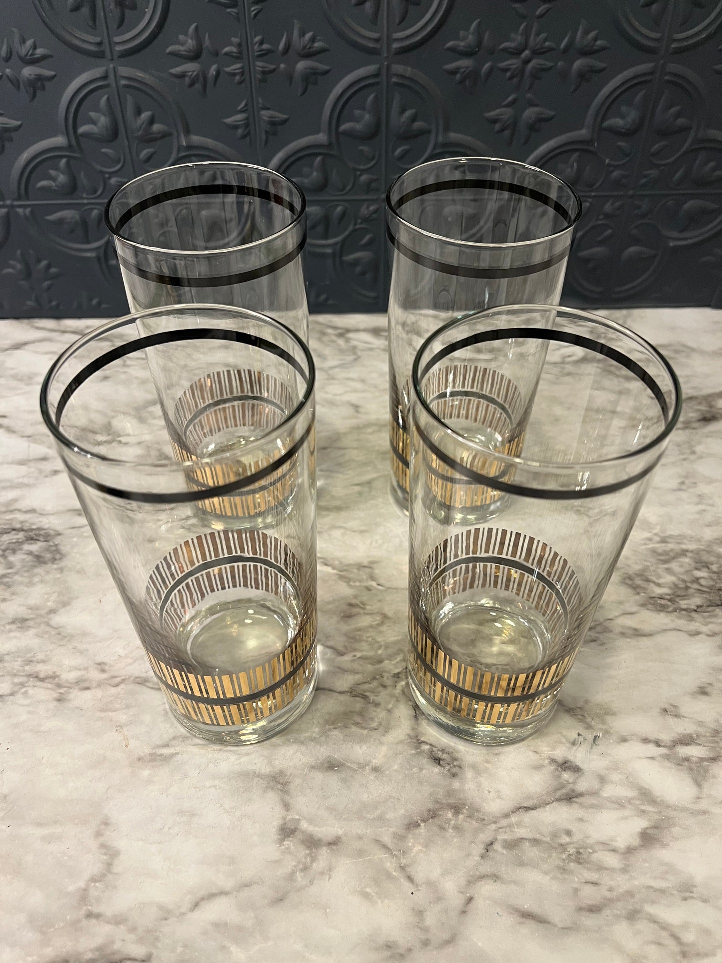 Libbey Black and Gold Tumblers x 4