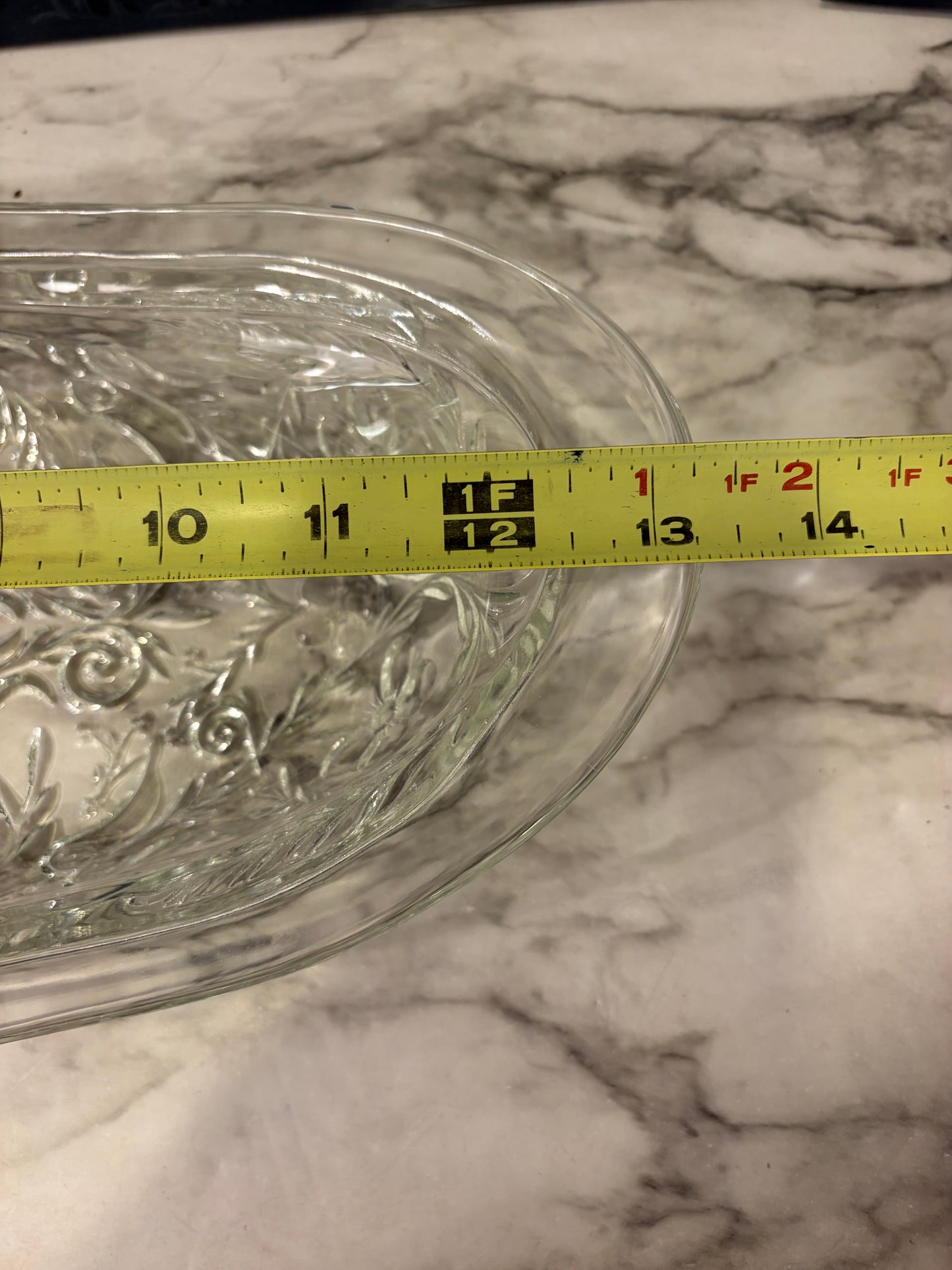 Oval Crystal Glass Dish 13'
