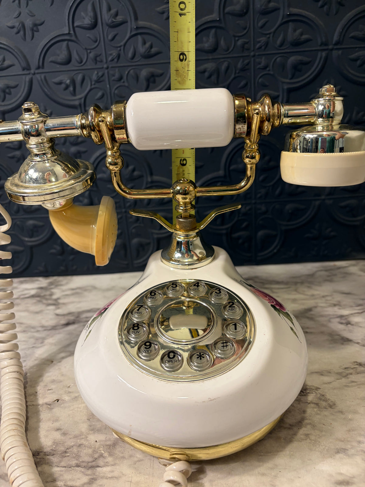 Vintage Rotary Phone French Style with Porcelain