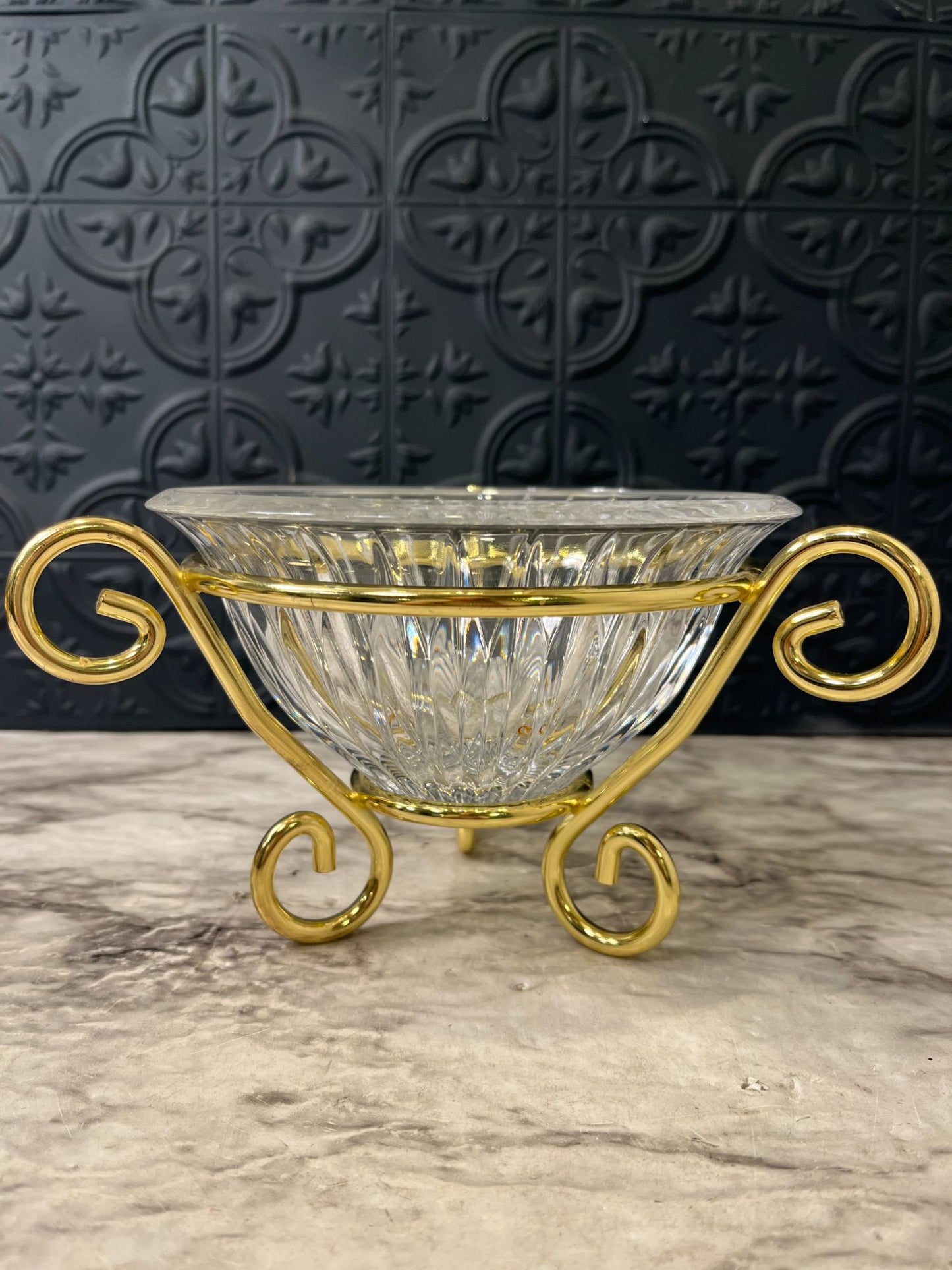 Mikasa Glass Bowl with Gold Stand