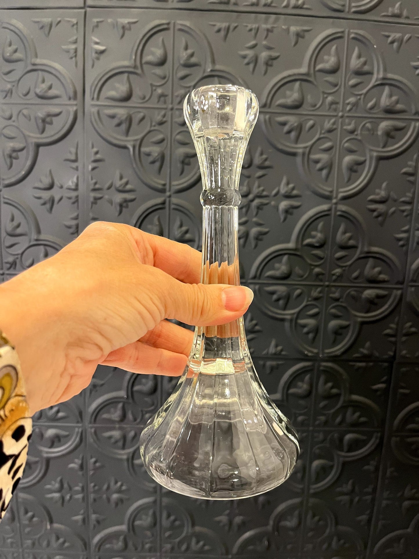 Crystal Glass candle holder with Bell shaped Base