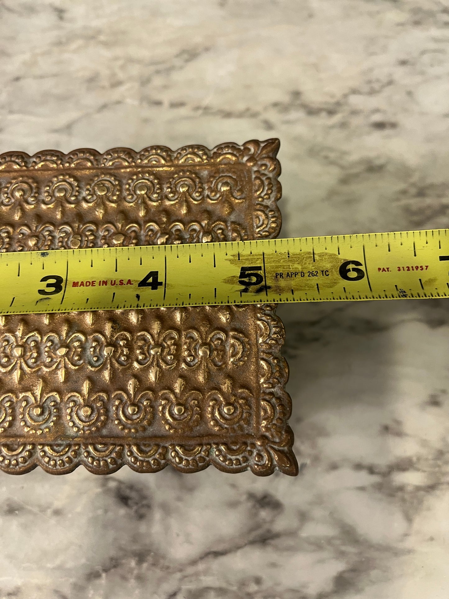 Brass Jewelry Box with Red Lining