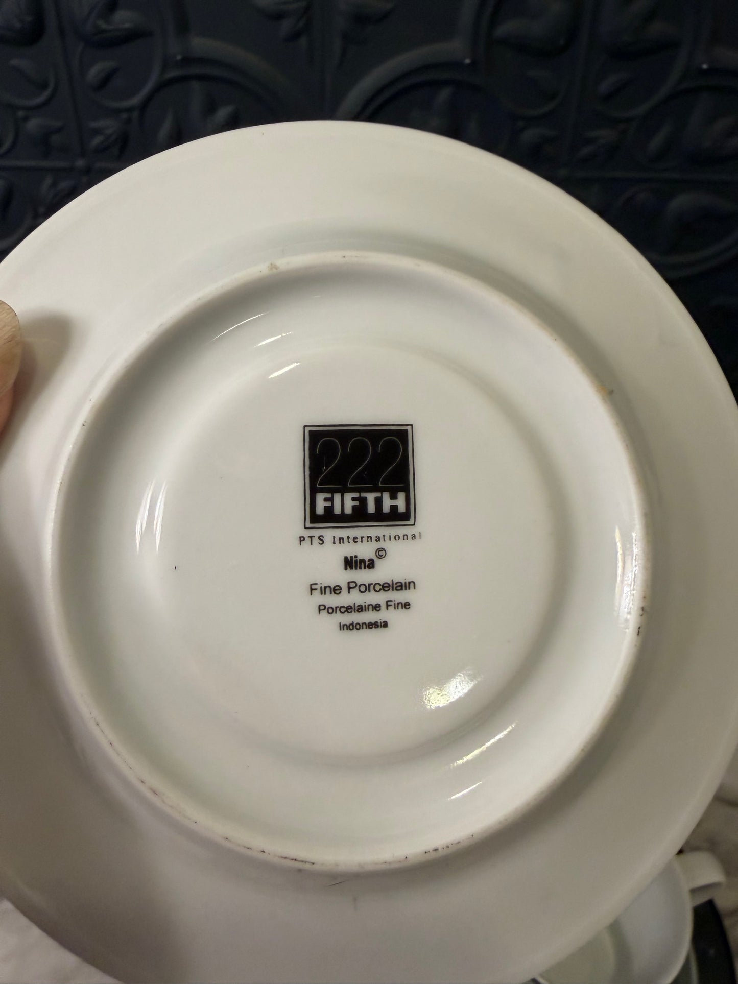 Grey and Black set of 2 Fifth PorcelainTeacup and Saucer