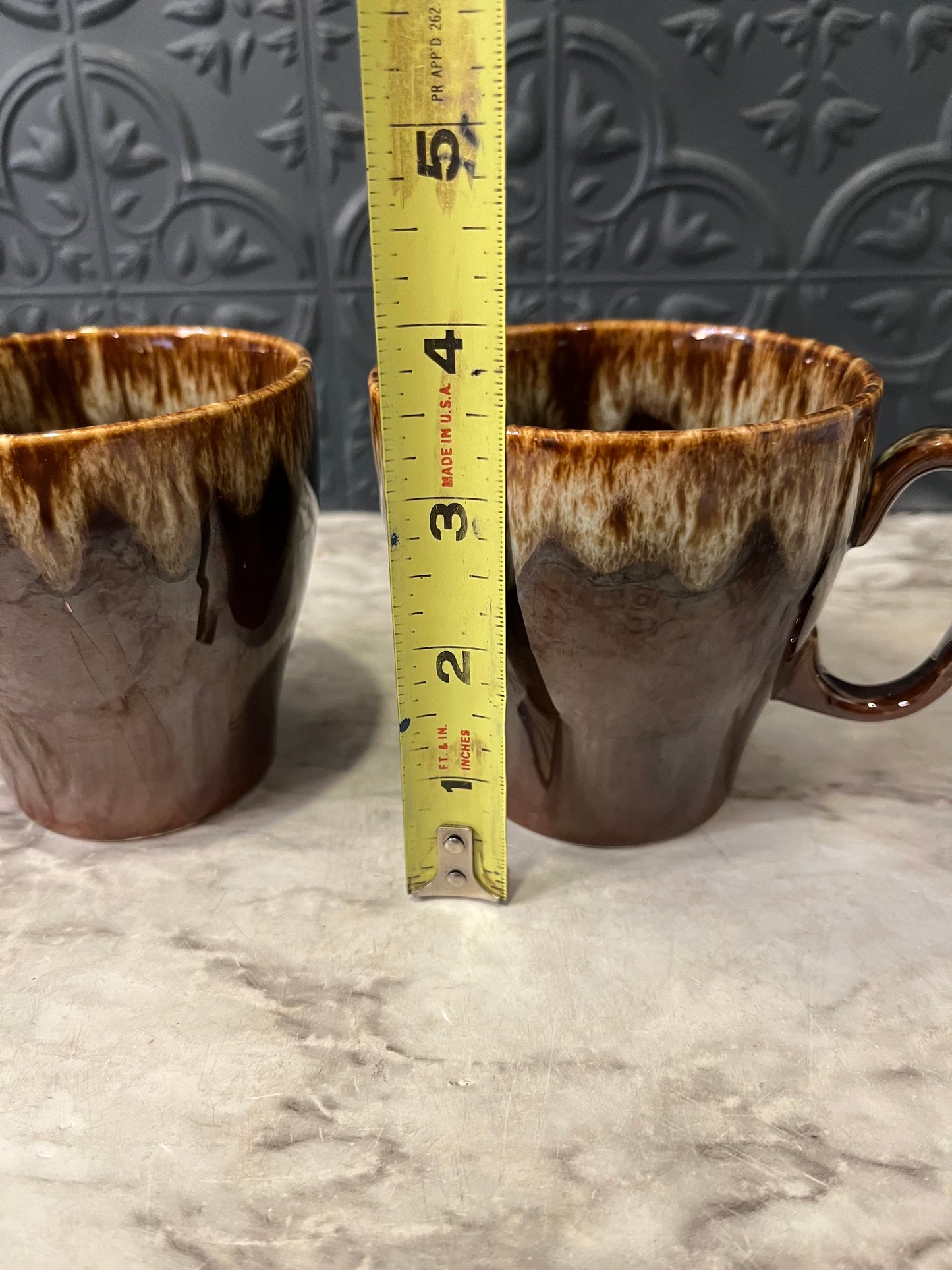 USA Brown Drip Mug set of 2