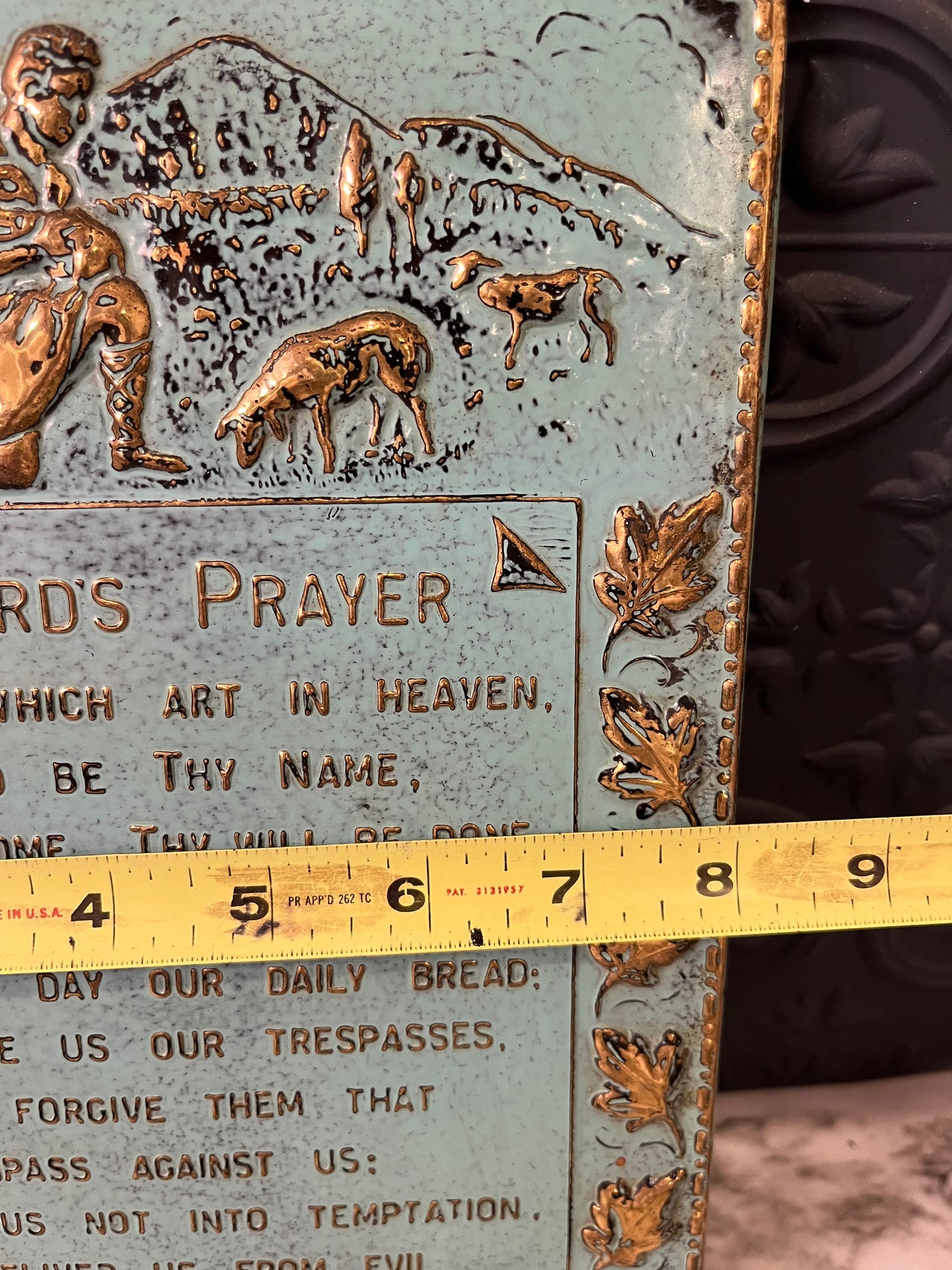 The Lords Prayer Brass Relief Aqua
