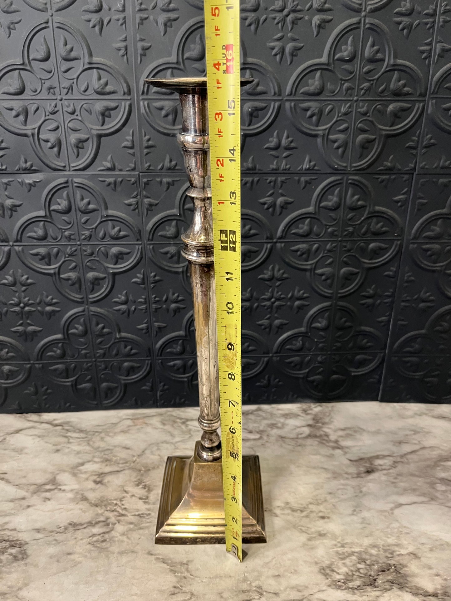 15.5 Silver Plate Tall Candle Holder