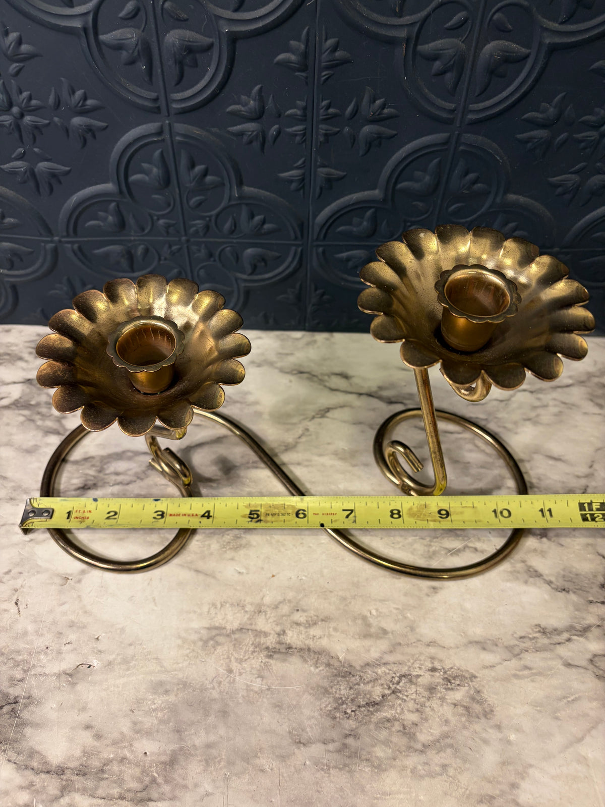 Double Brass Swirl and Candle Holder