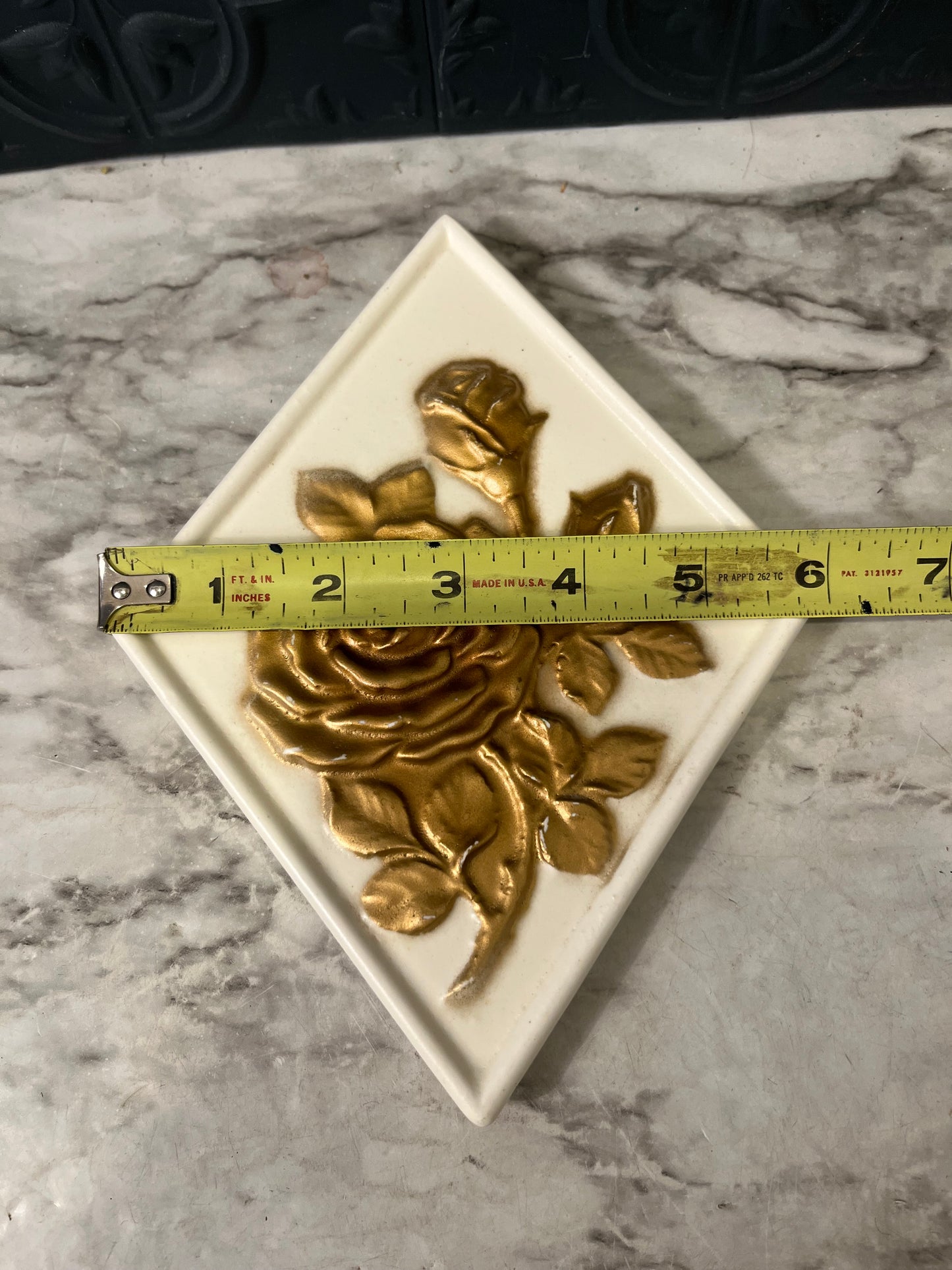 Ardco White and Gold Rose