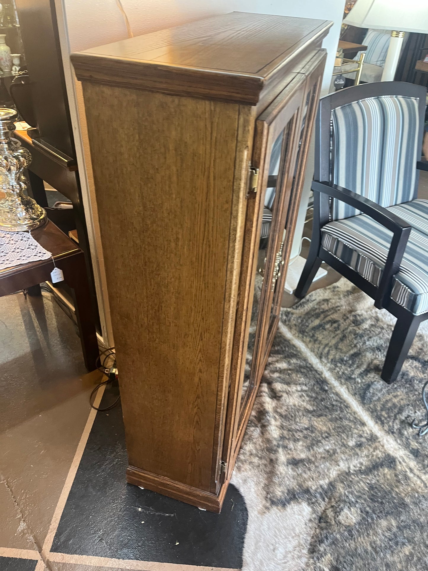 Dark Oak Bookcase with glass Doors