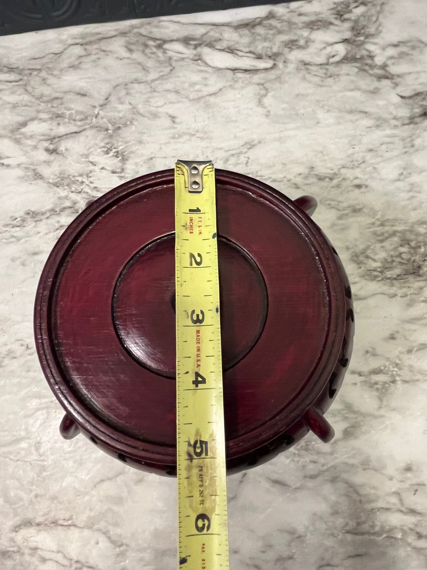 Chinese Red Wood Display Pedestal 4.75"
