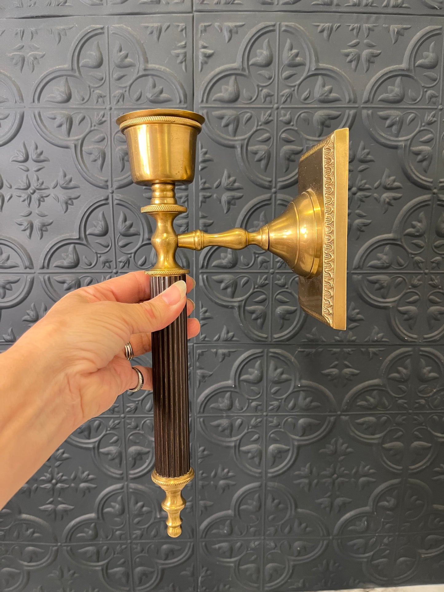 MCM 2 Tone Brass Candle Sconce