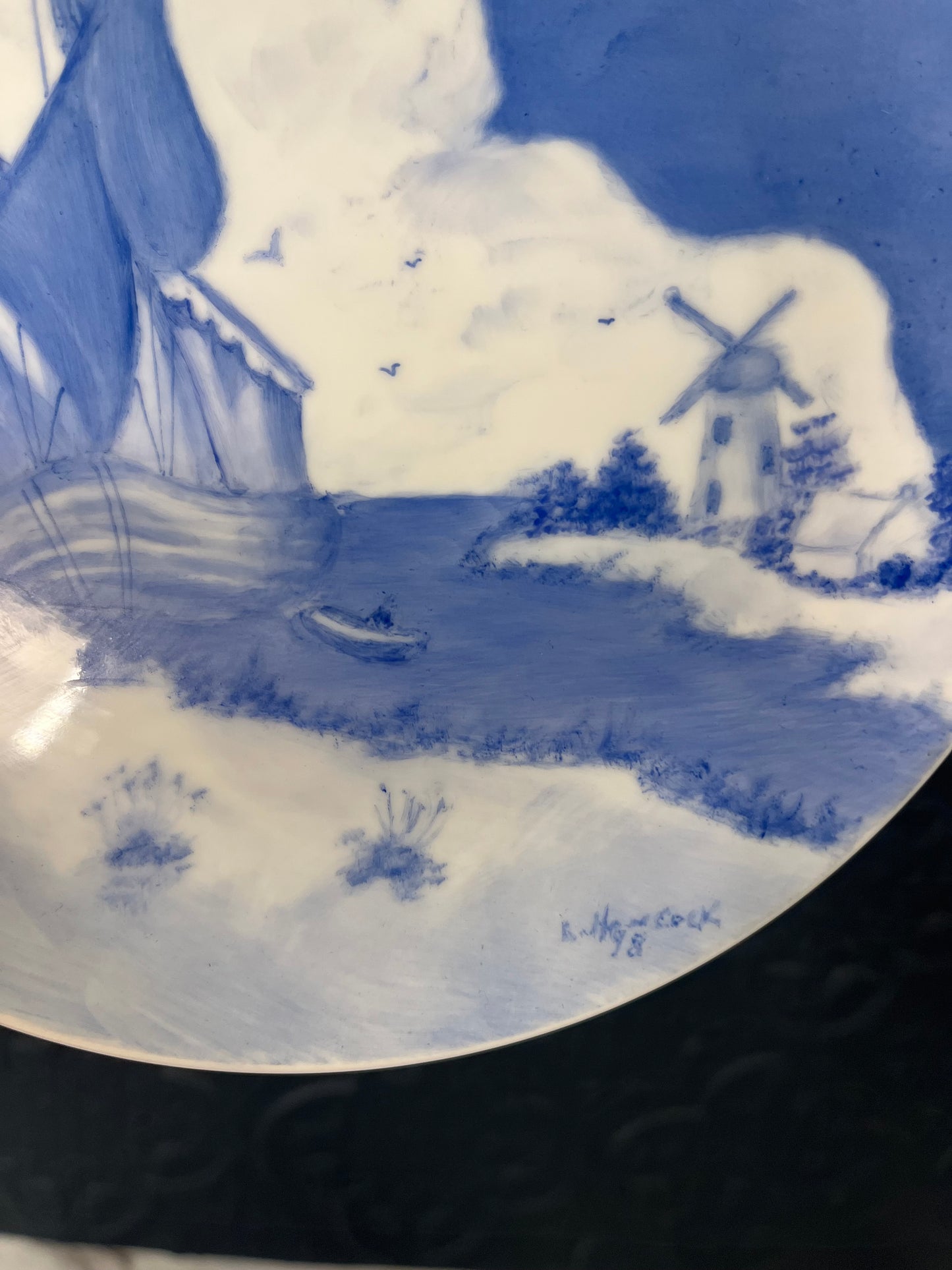 Hand Painted Blue and White Plate