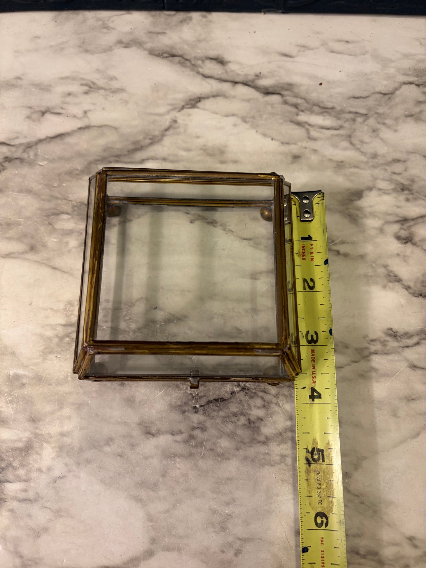 Brass and Glass Trapazoid lidded box