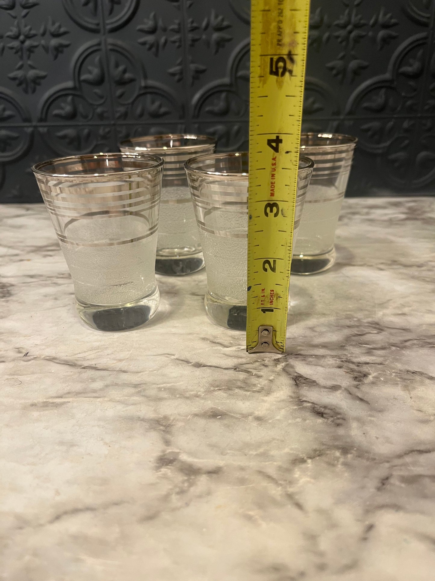 4 MCM Frosted Shot Glasses West Virginia Glass Co
