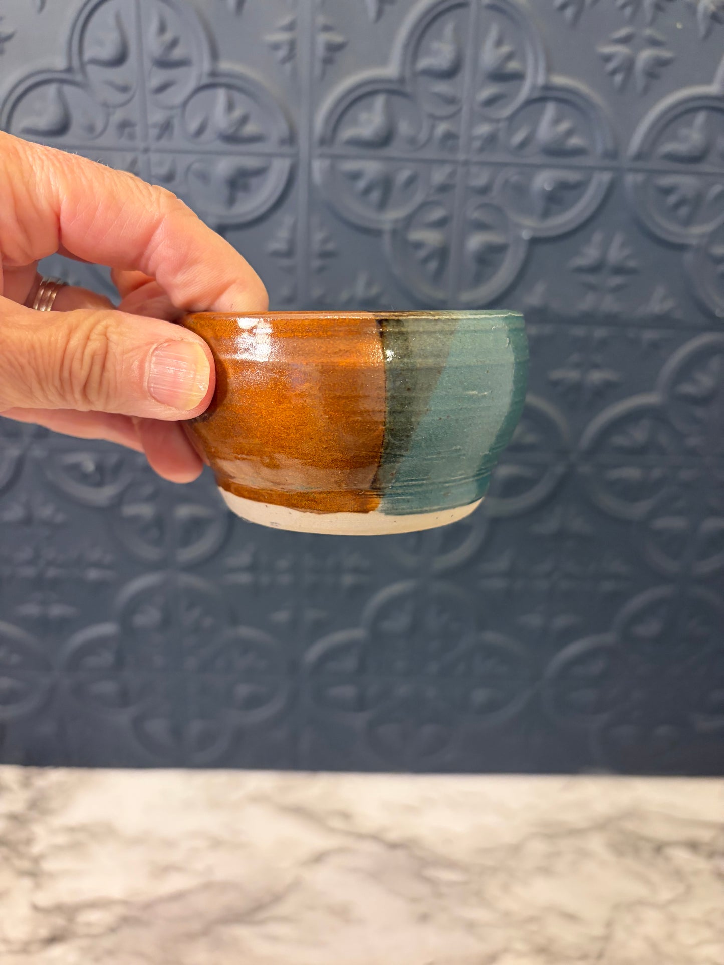 Blue/Brown/Orange Pottery Bowl