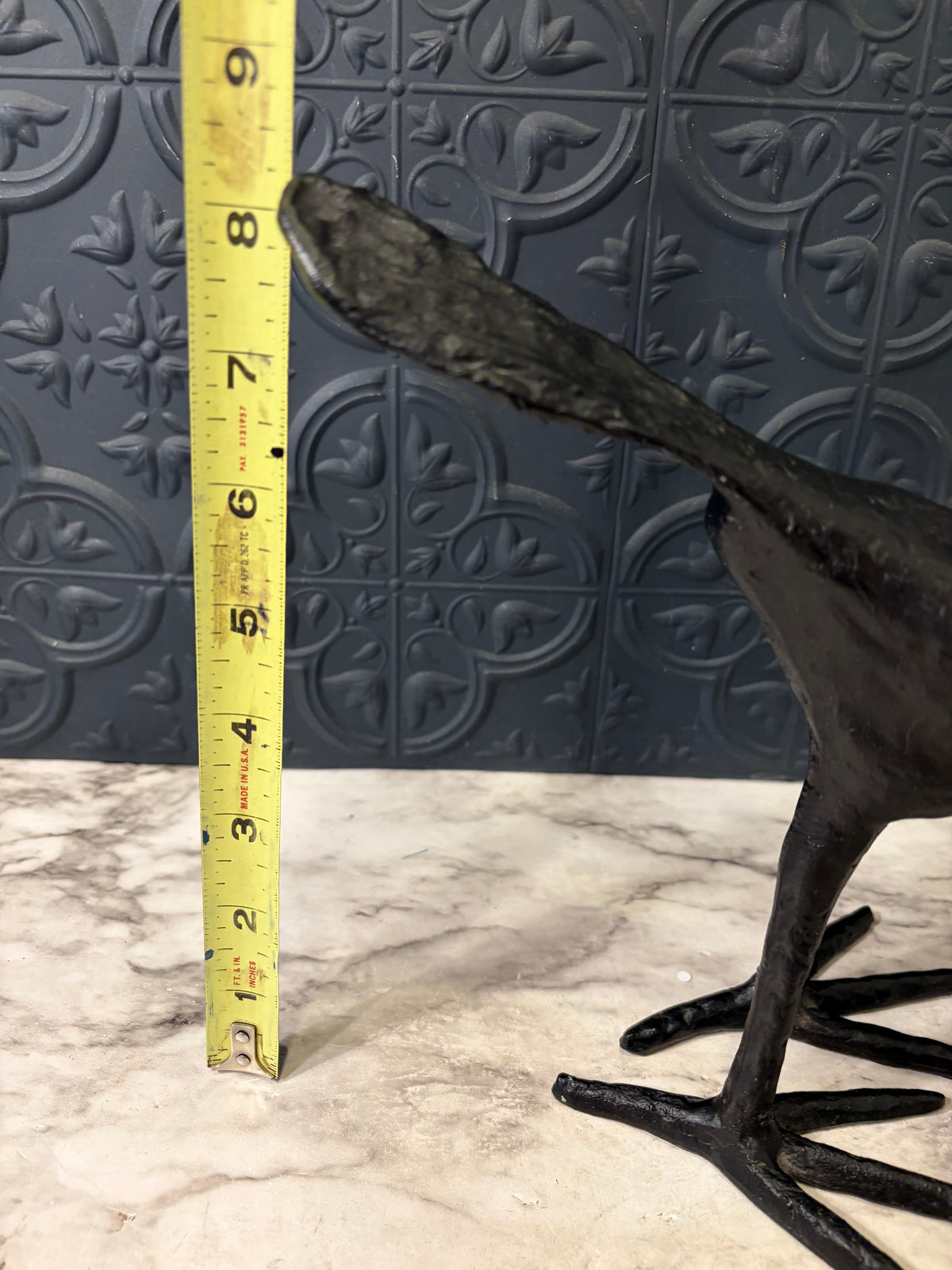 Cast Iron Black Bird with Long Legs