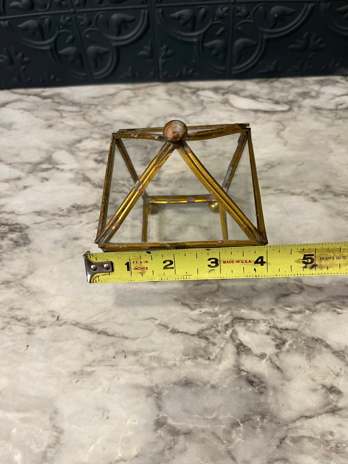 Brass and Glass Pyramid Shape Med