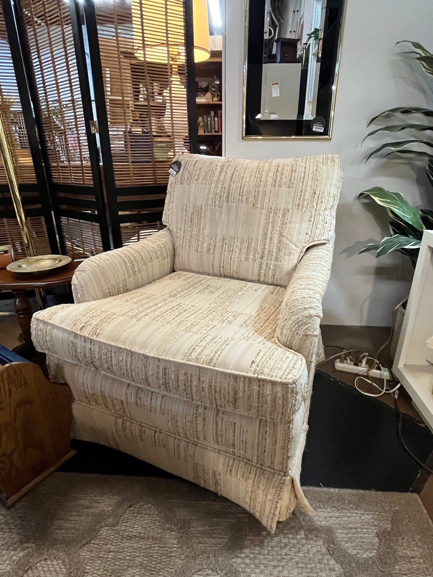 Vintage Cream Textured Arm Chair