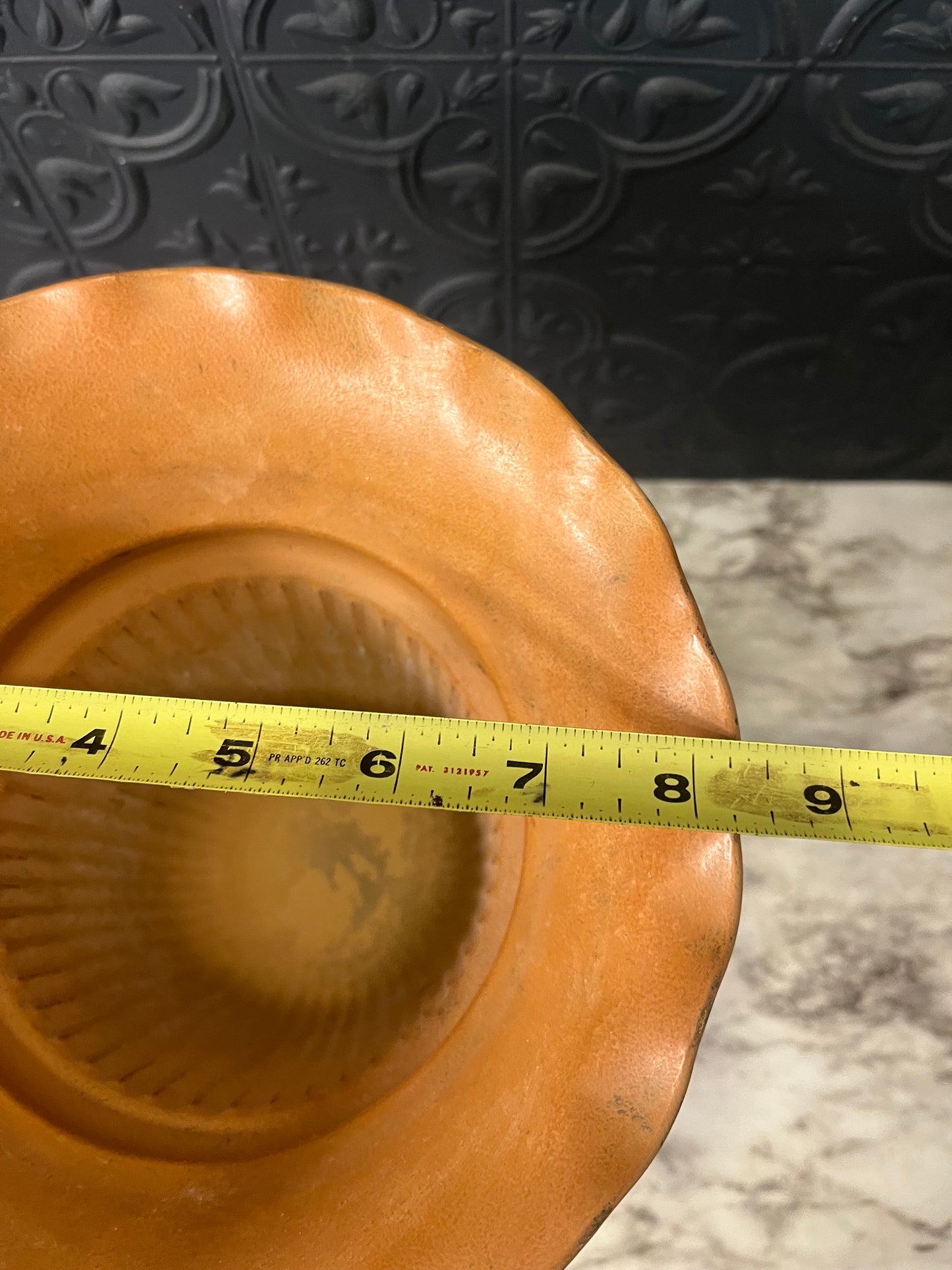 Peach Colored Metal Trumpet Planter