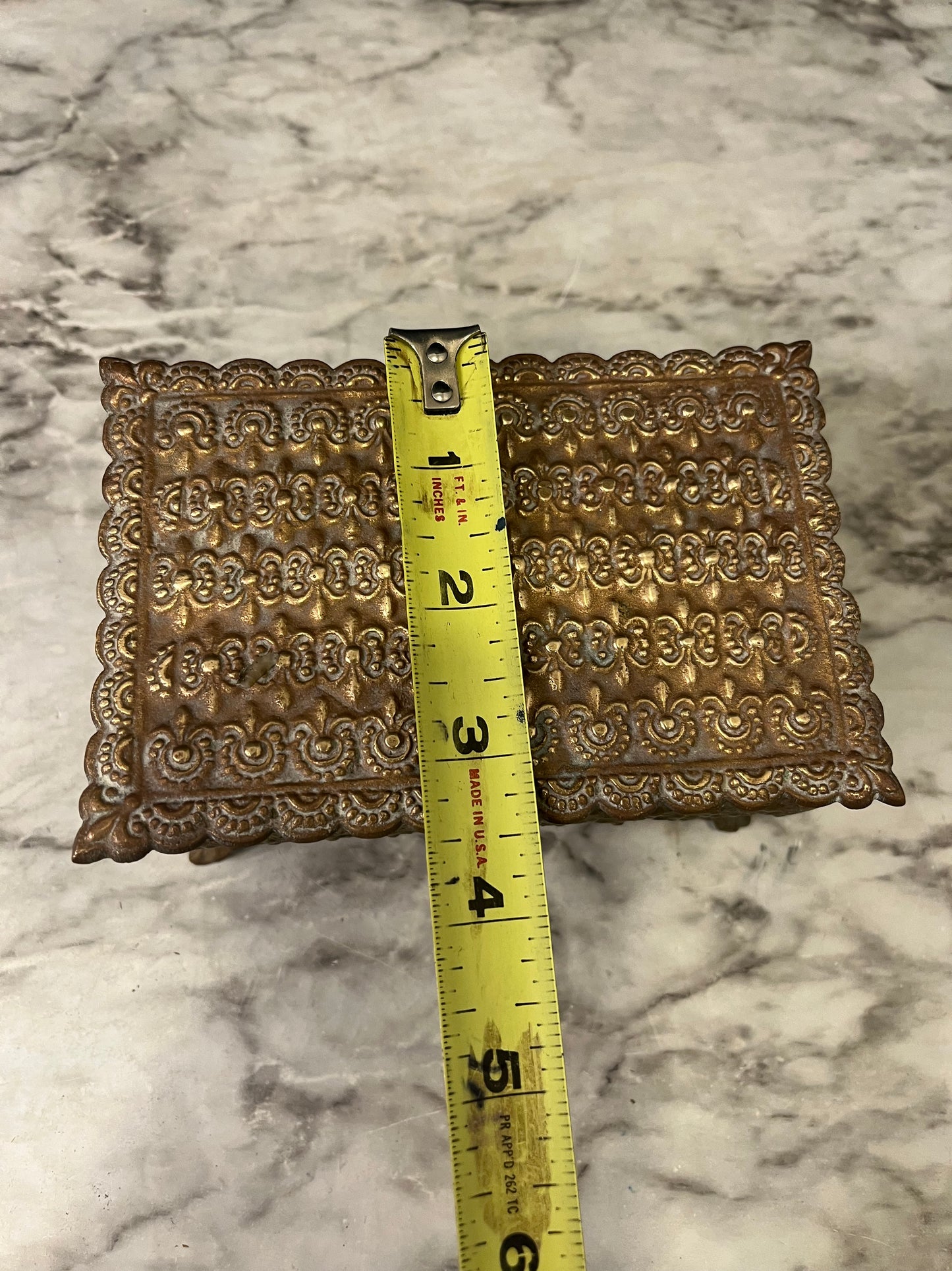 Brass Jewelry Box with Red Lining