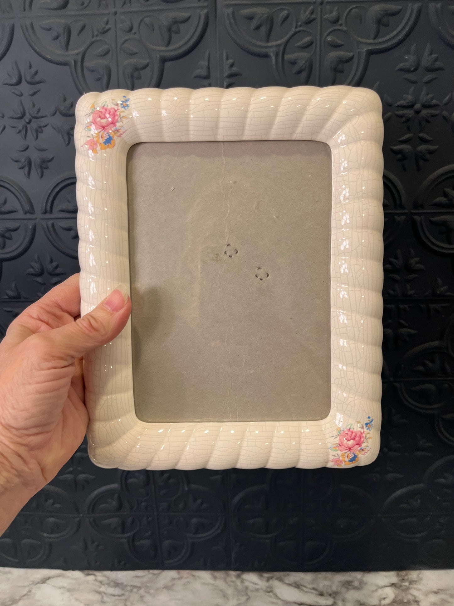 Cream Floral Ceramic Picture Frame
