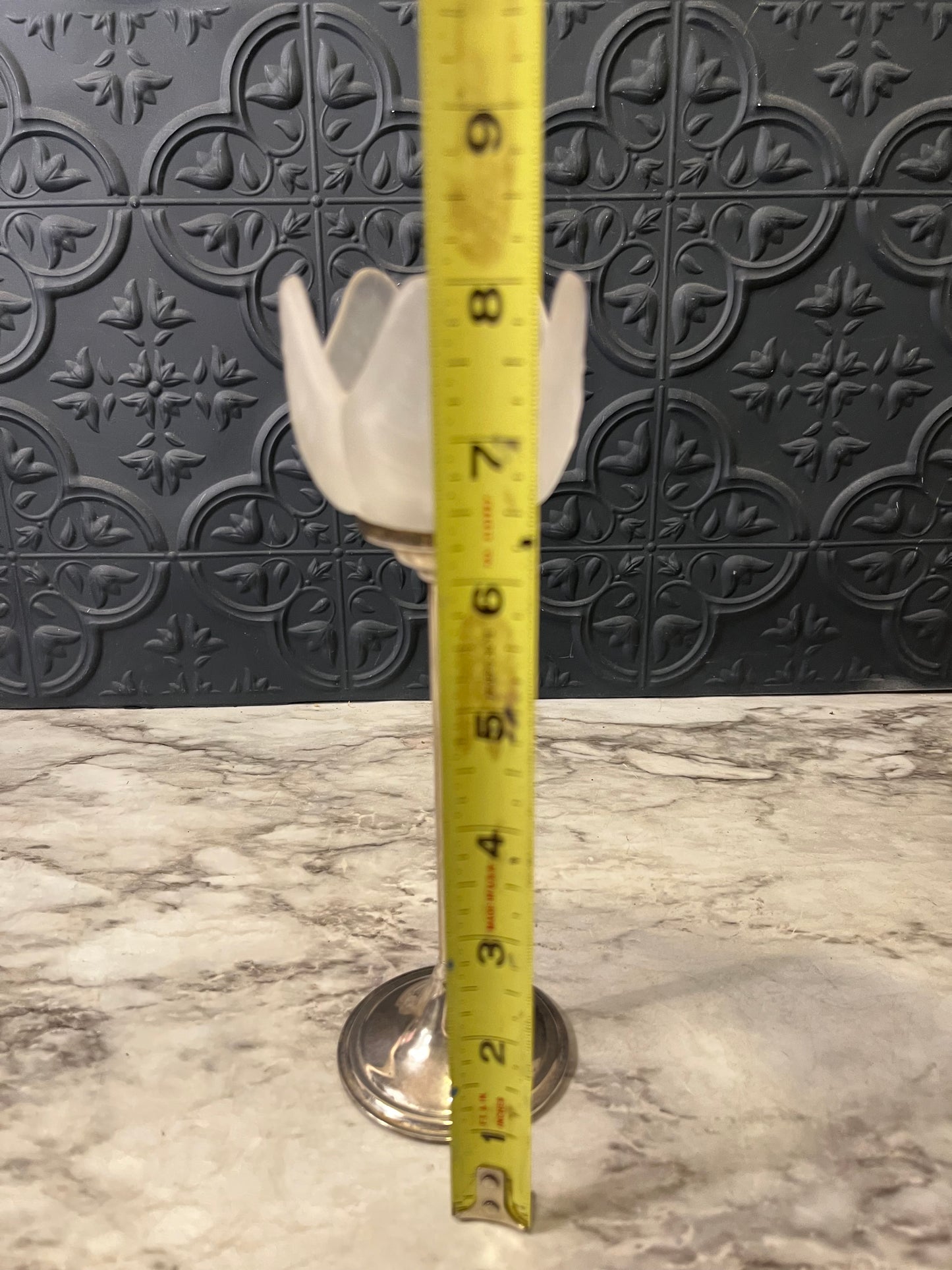 Frosted Tulip Holder Silver base