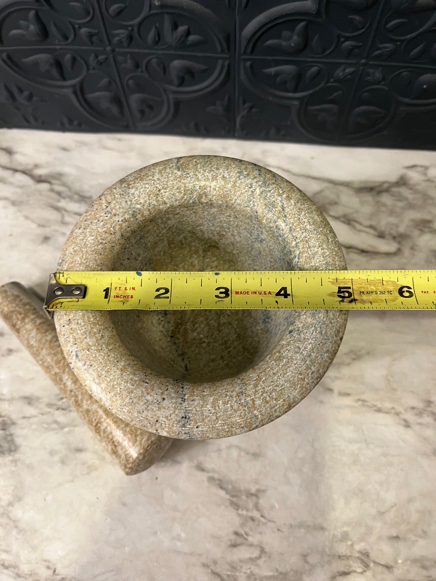 Stone Mortar and Pestle Tan 4.25"