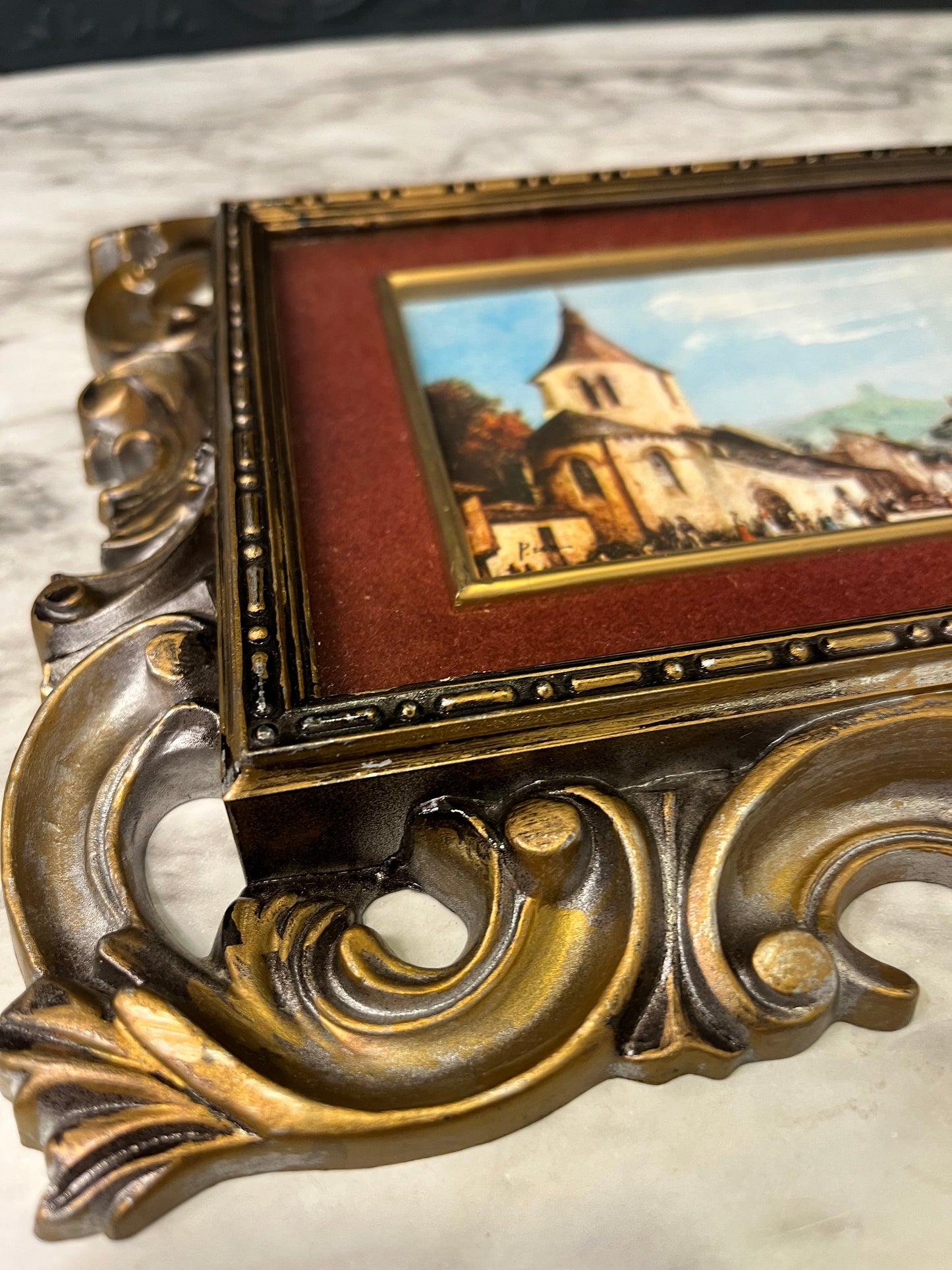 Ornate Plastic Frame with Village