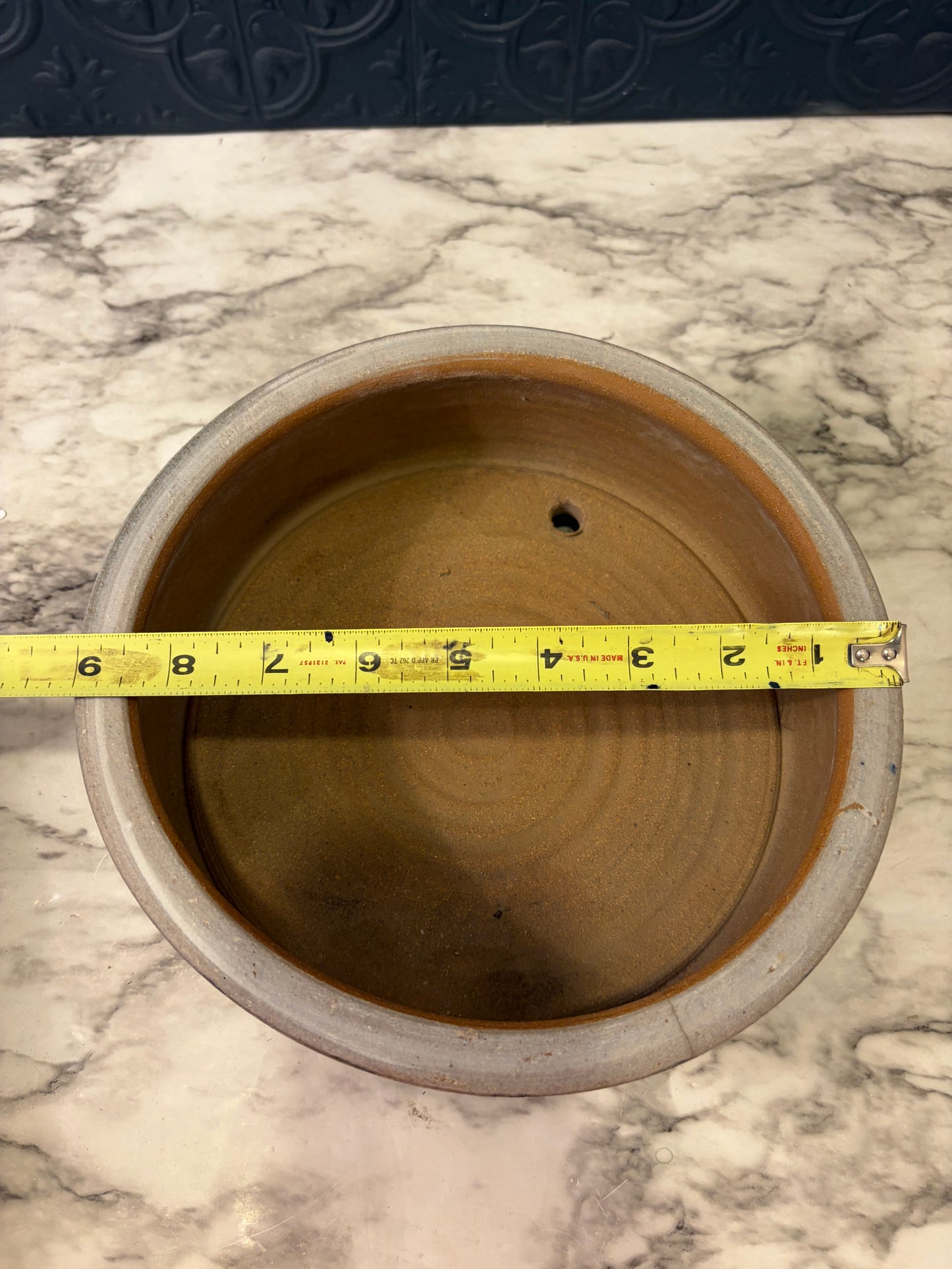 Shallow Terracotta Pottery Planter Blue